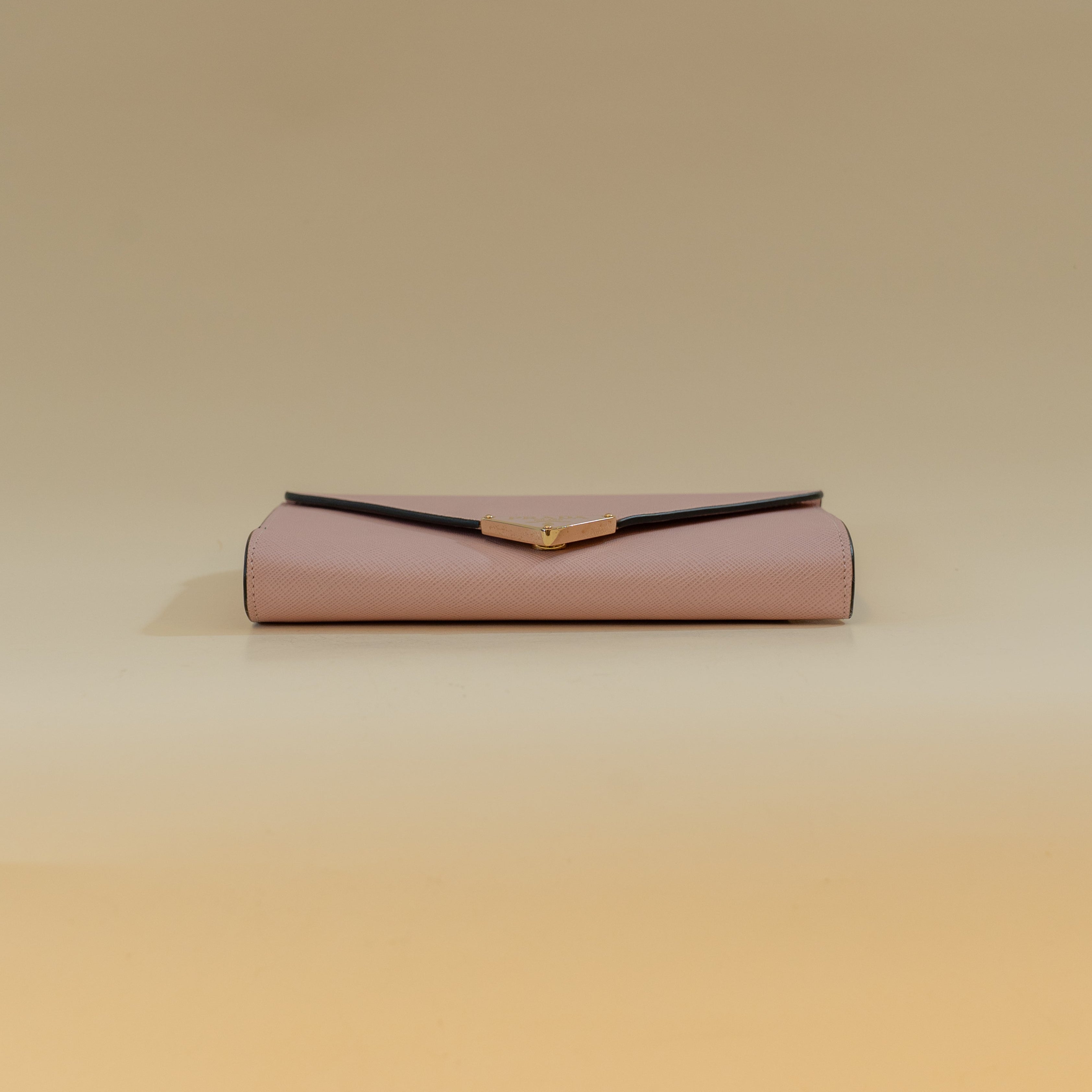 PRE-OWNED Pink Saffiano Envelope Wristlet Clutch