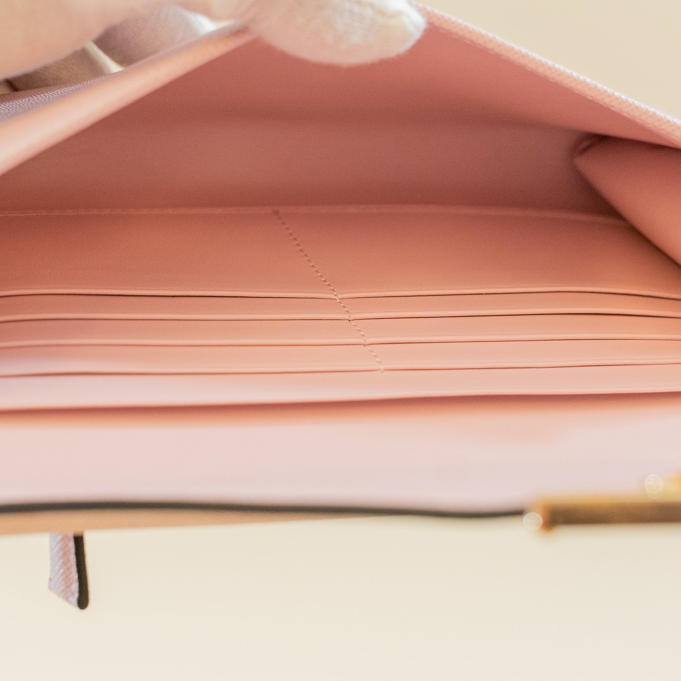 PRE-OWNED Pink Saffiano Envelope Wristlet Clutch