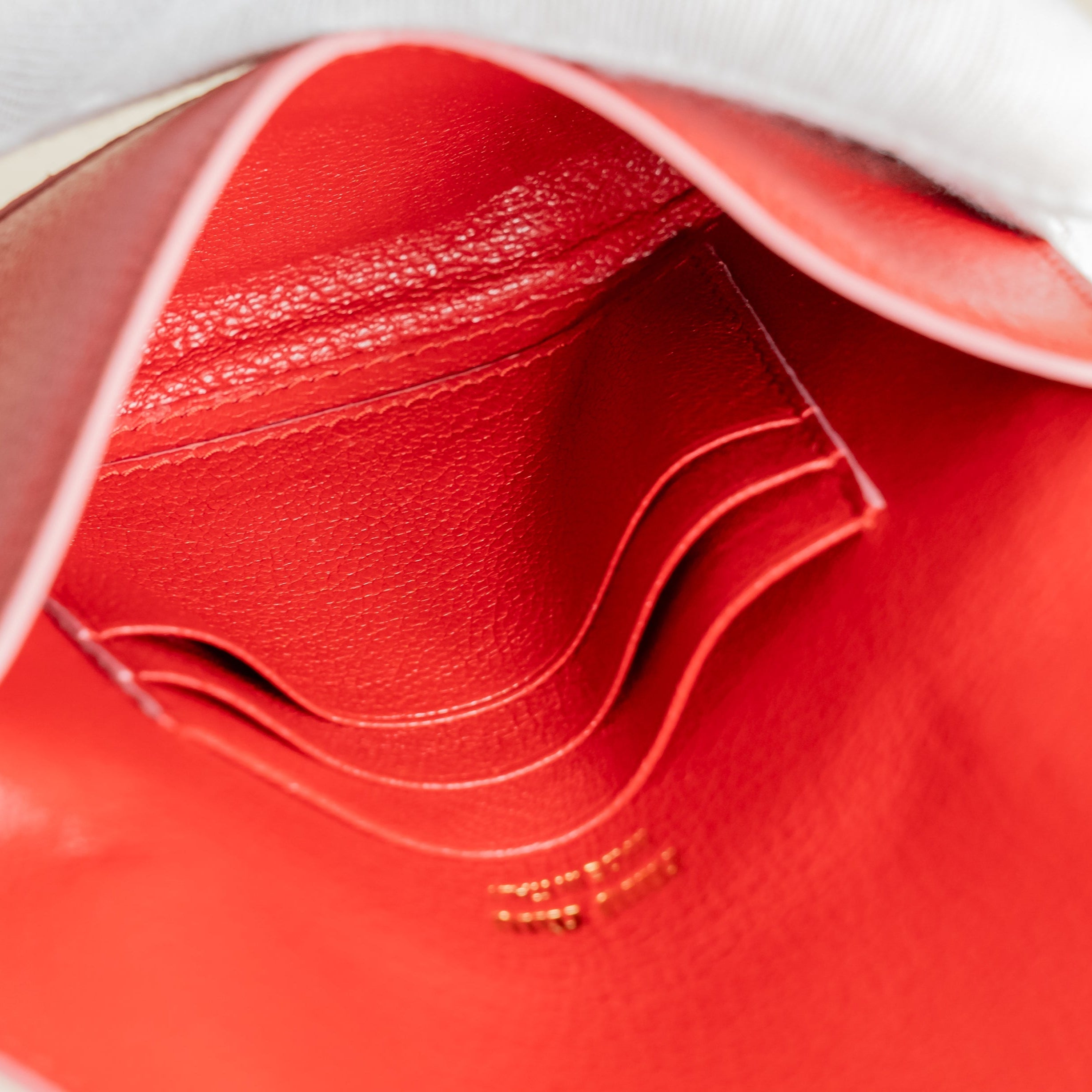 PRE-OWNED Red Goatskin Madras Love Wristlet Pouch