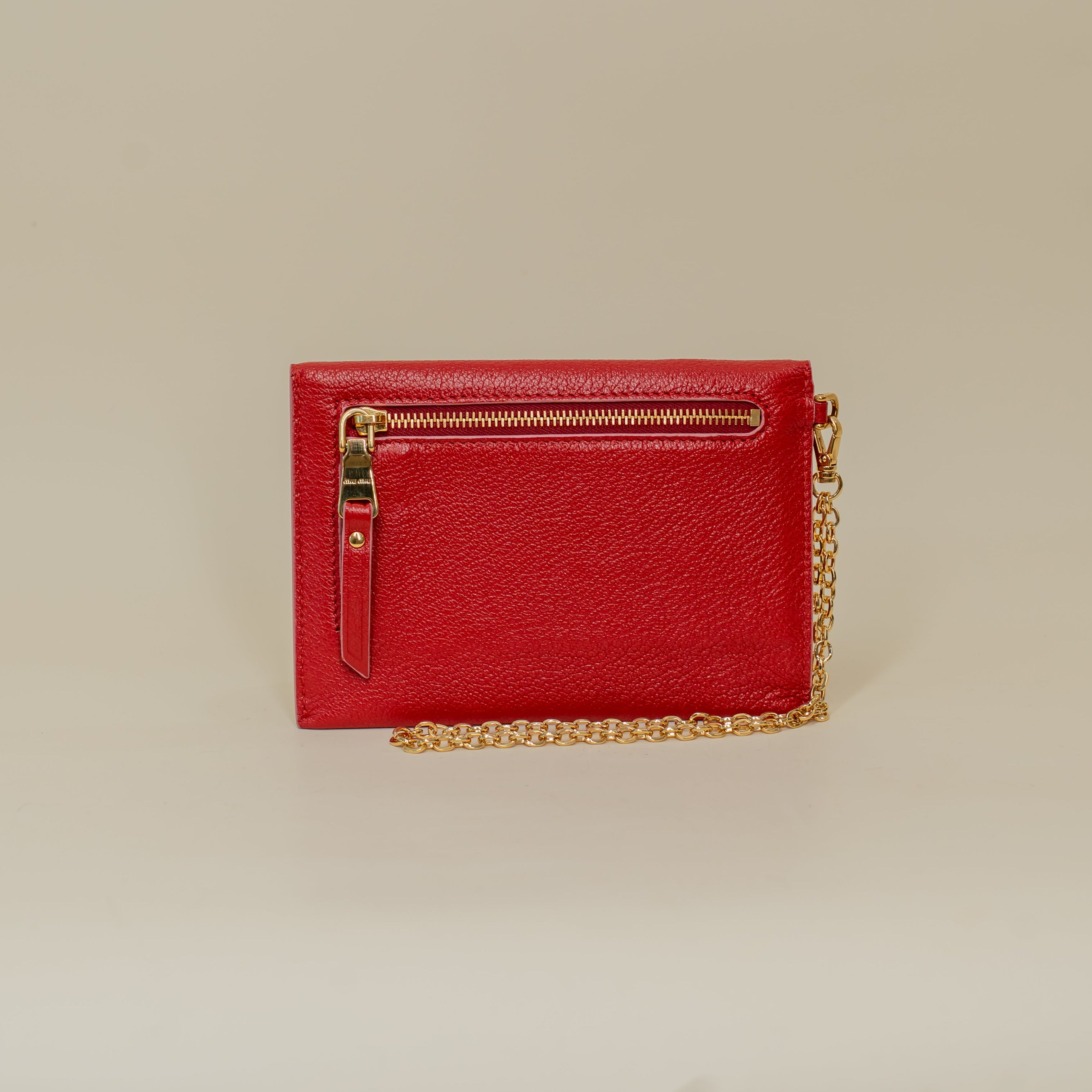 PRE-OWNED Red Goatskin Madras Love Wristlet Pouch