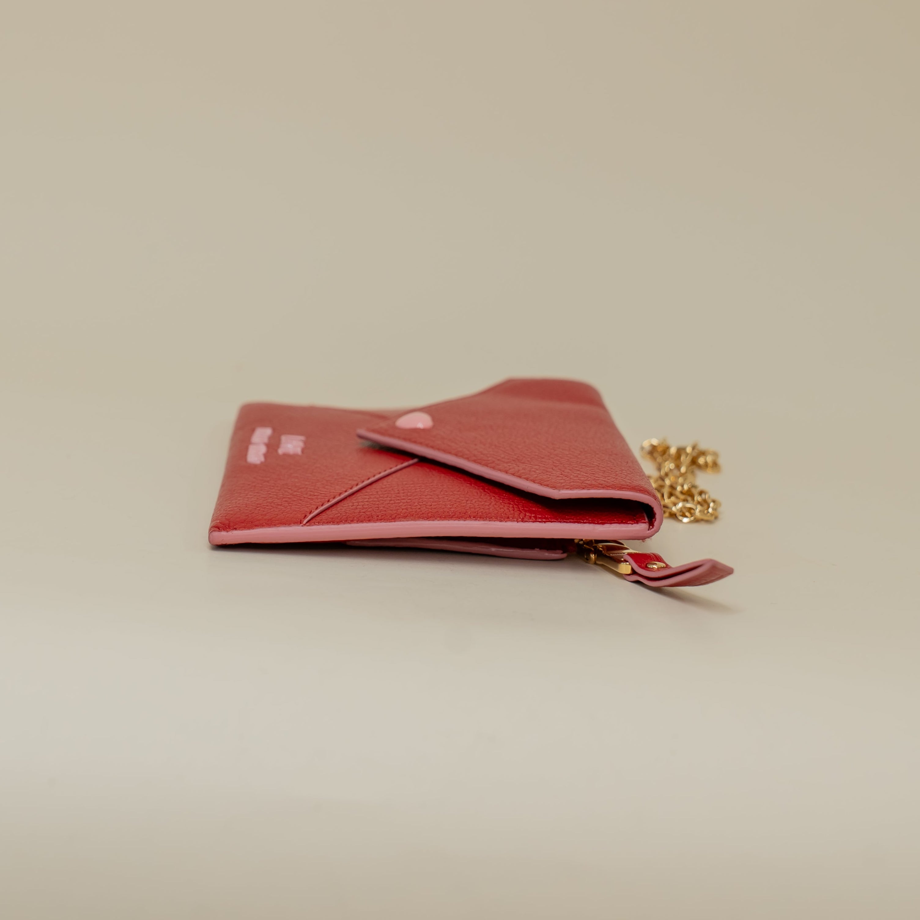 PRE-OWNED Red Goatskin Madras Love Wristlet Pouch
