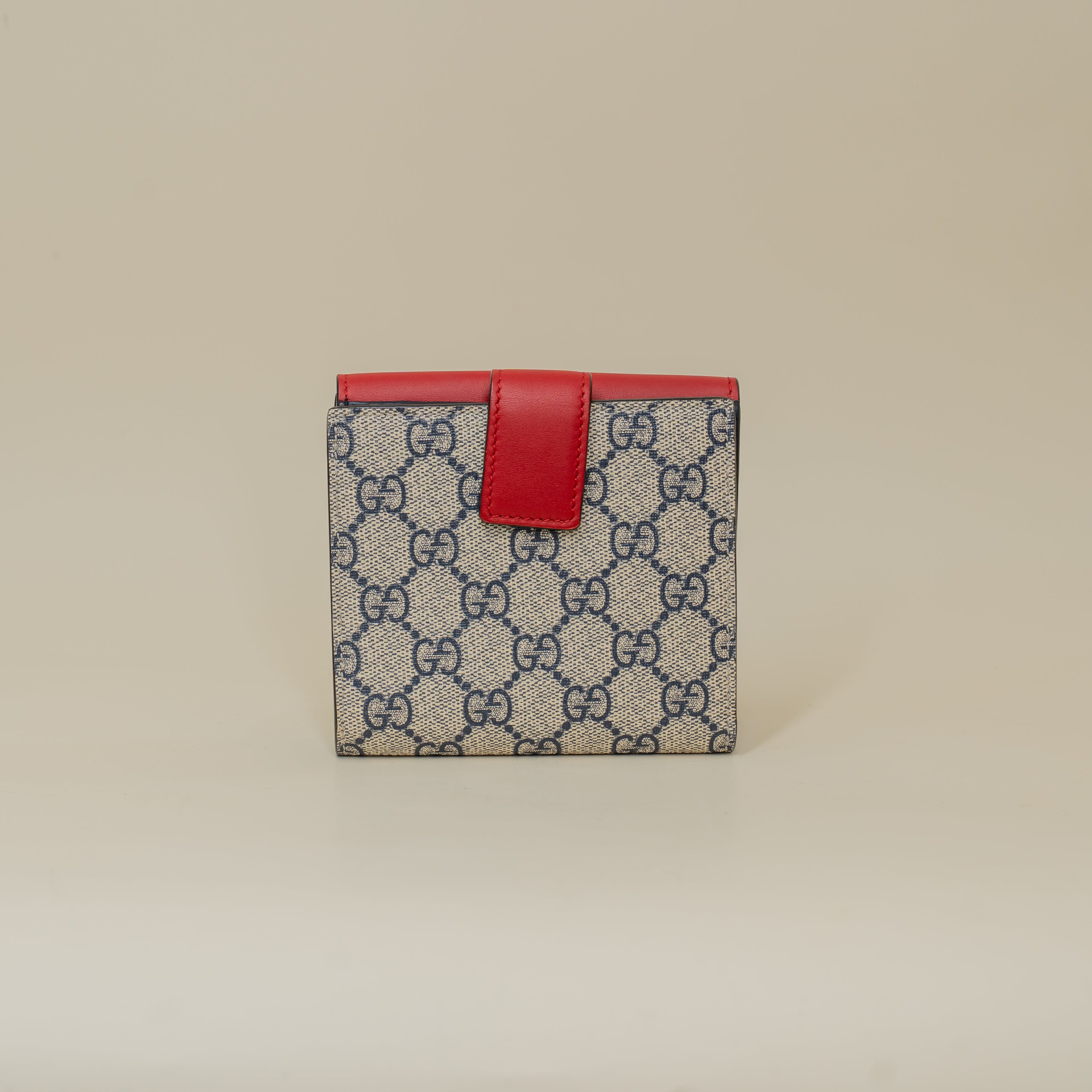 PRE-OWNED GG Supreme Monogram Grosgrain French Flap Wallet