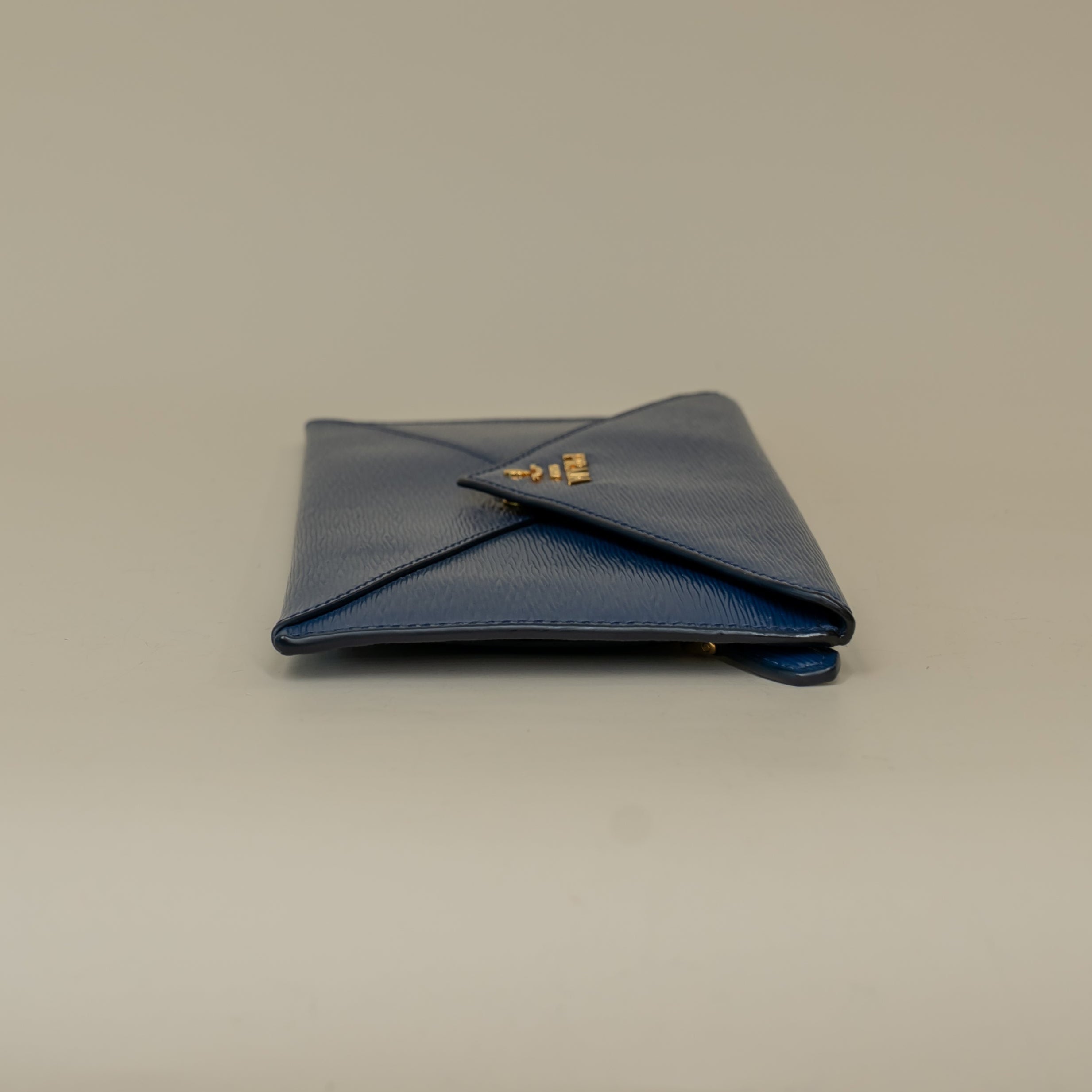 PRE-OWNED Vitello Move Envelope Wallet Navy