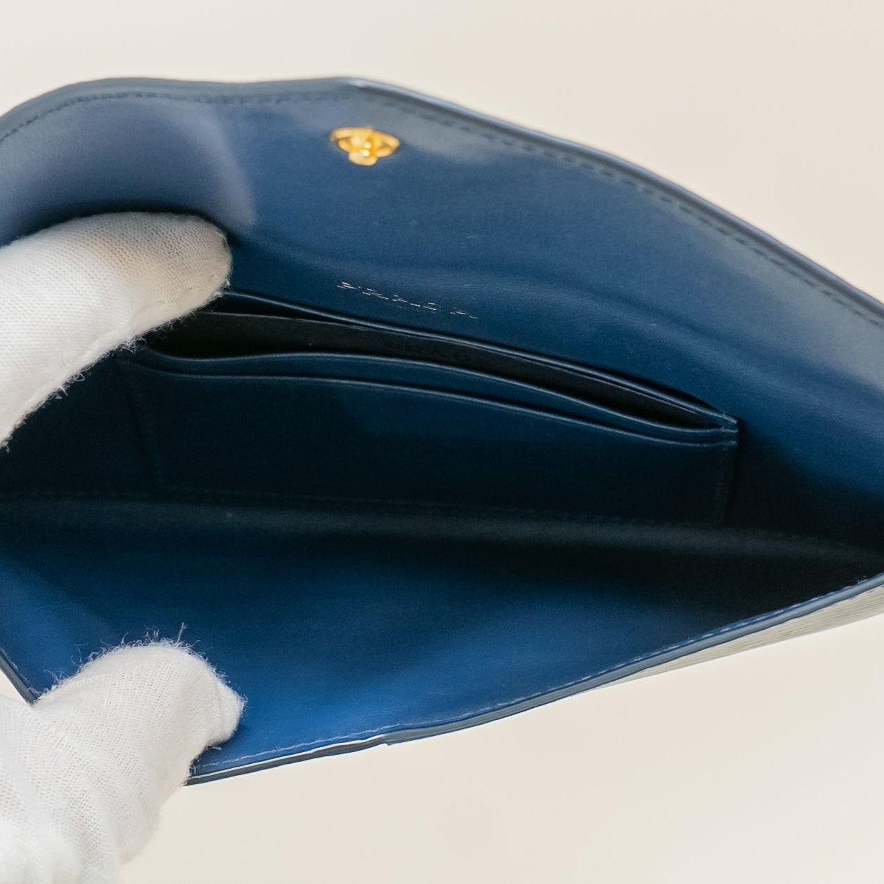 PRE-OWNED Vitello Move Envelope Wallet Navy