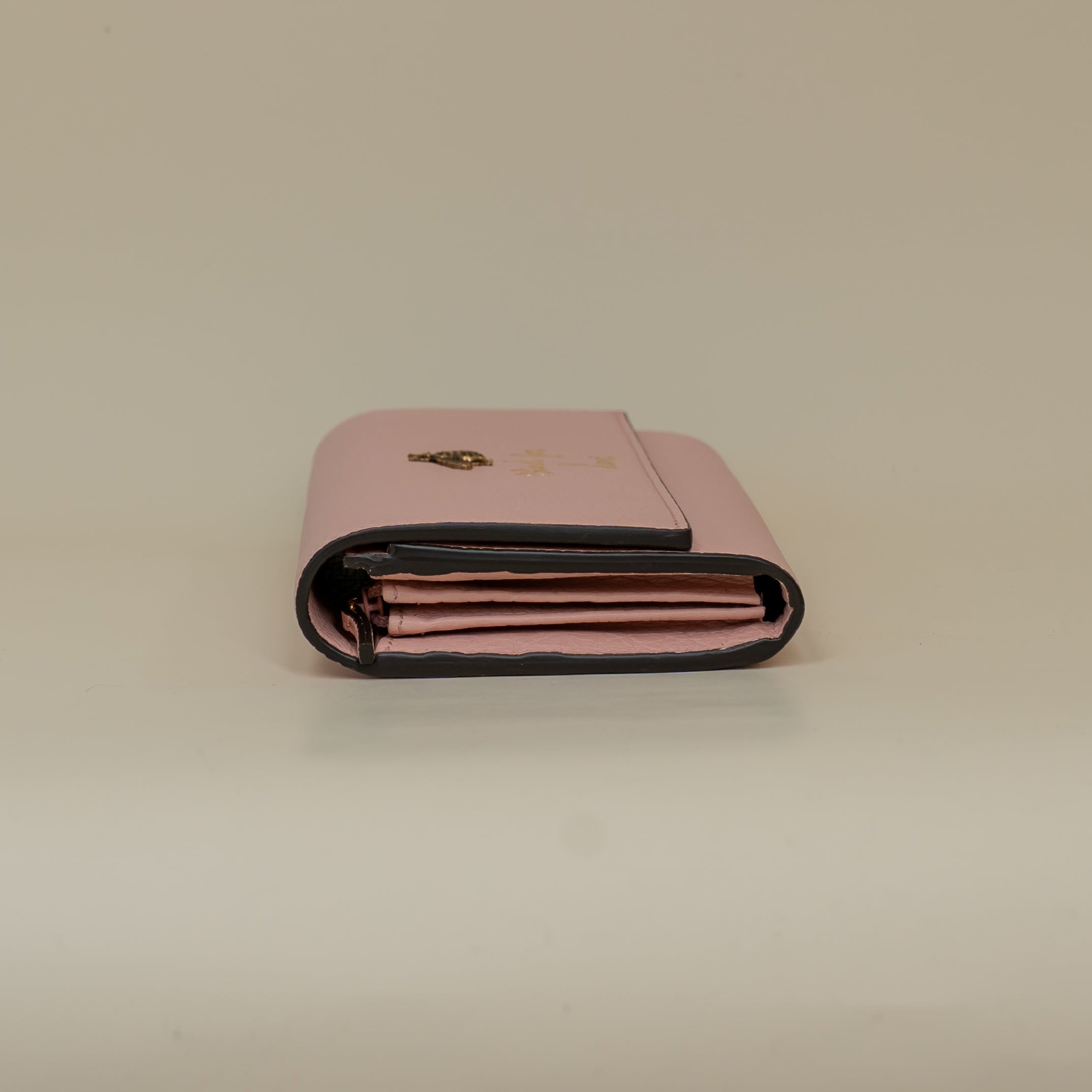 PRE-OWNED Calfskin Blind For Love Wallet Pink