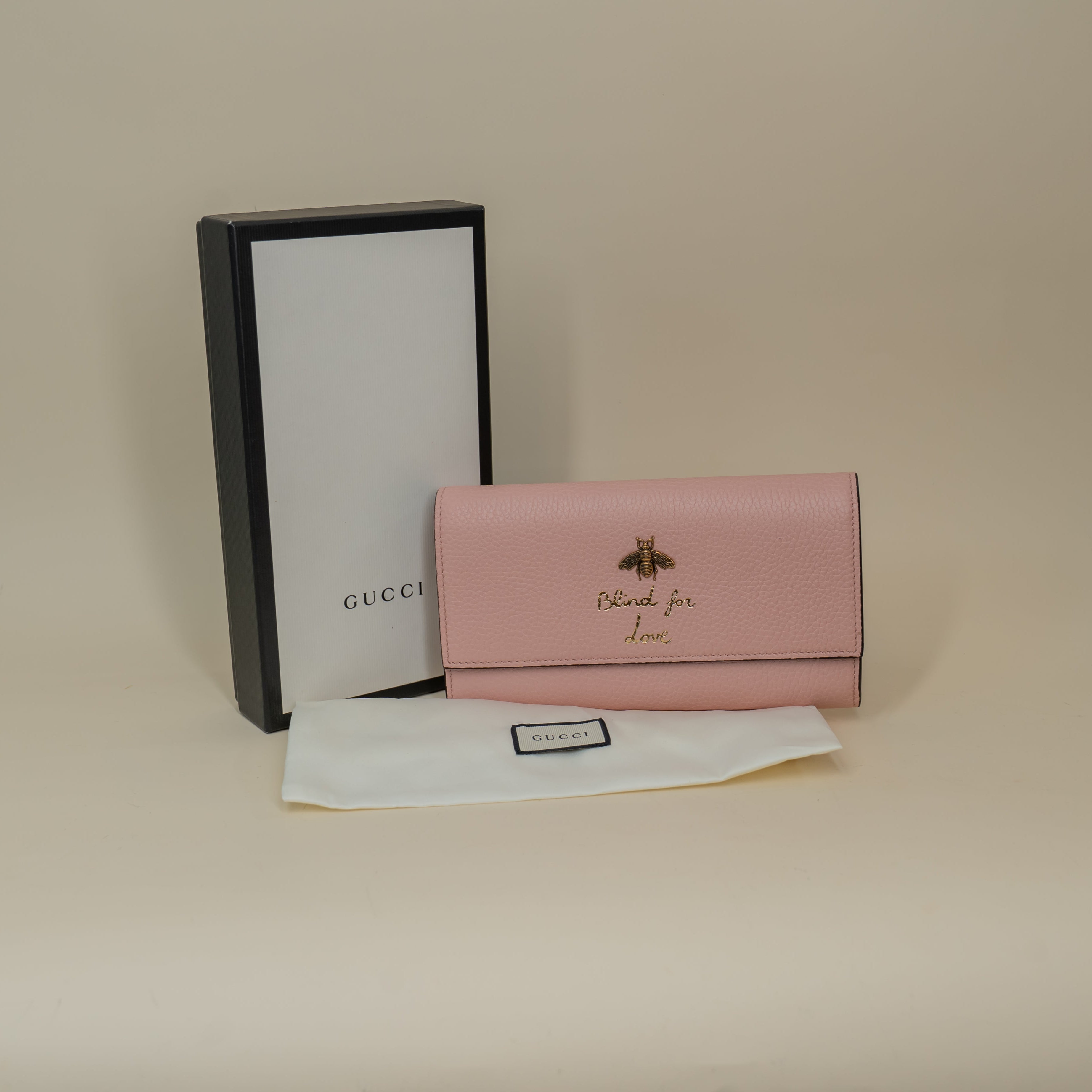 PRE-OWNED Calfskin Blind For Love Wallet Pink
