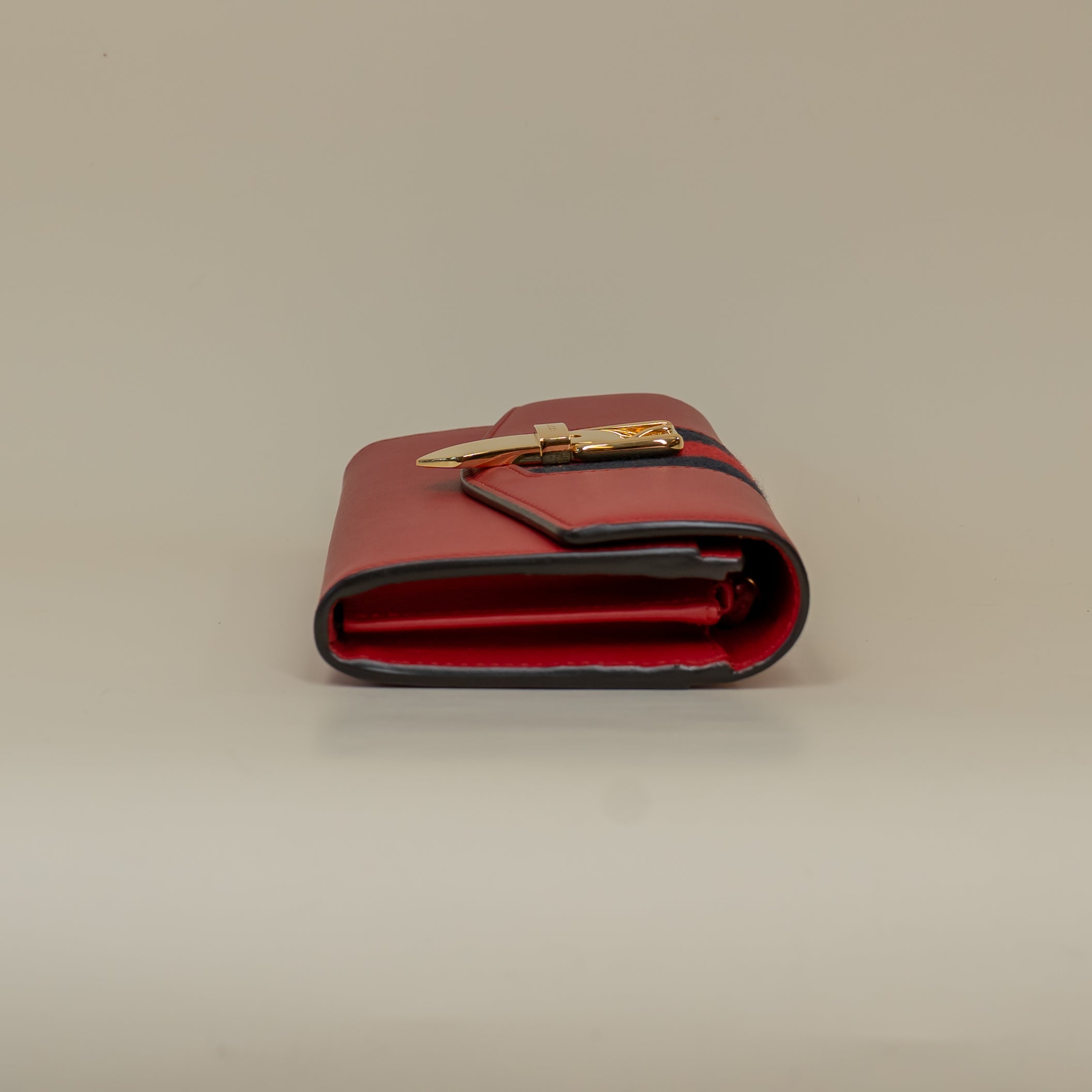 PRE-OWNED Calfskin Sylvie Continental Wallet Hibiscus Red