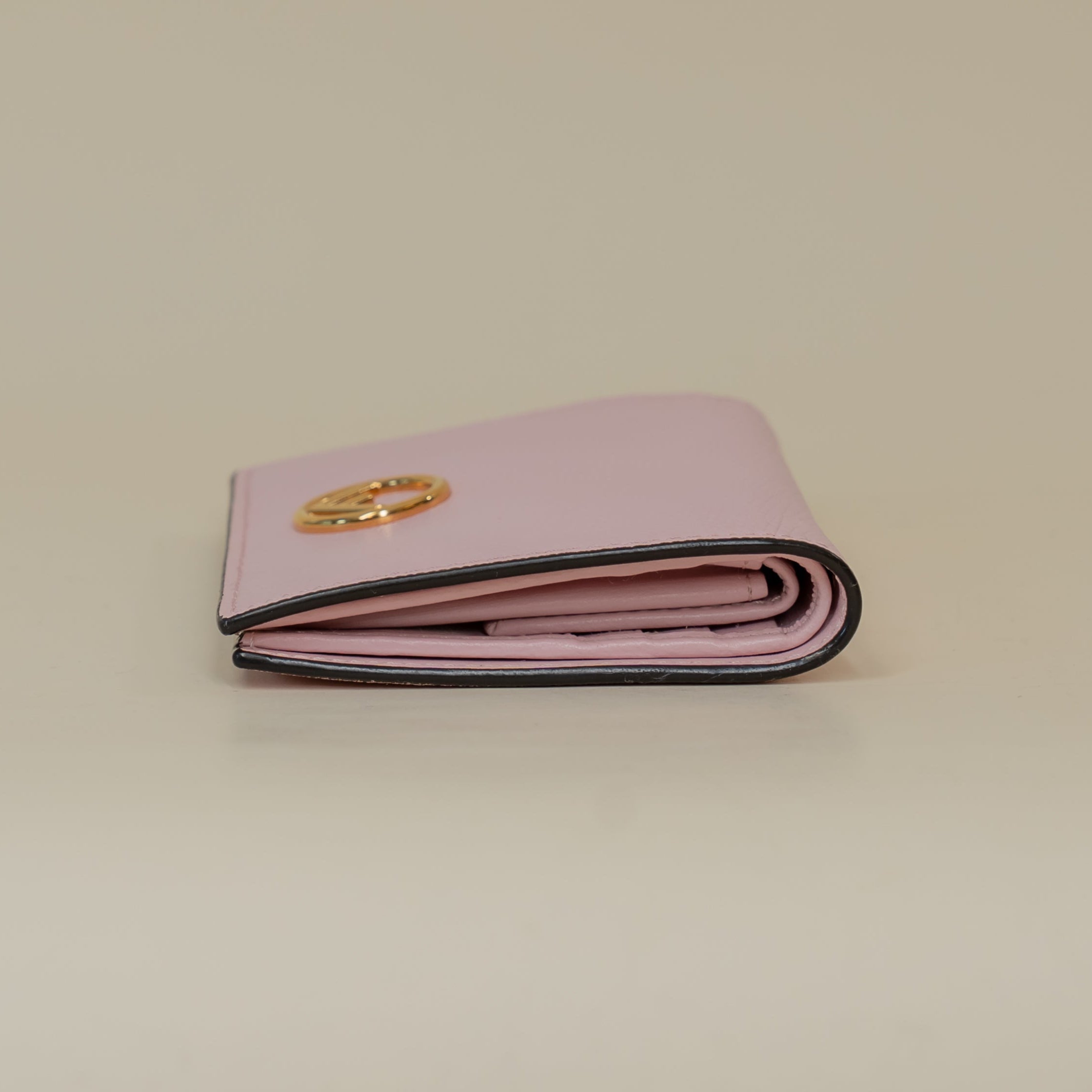 PRE-OWNED Soft Leather Bifold Short Wallet Pink