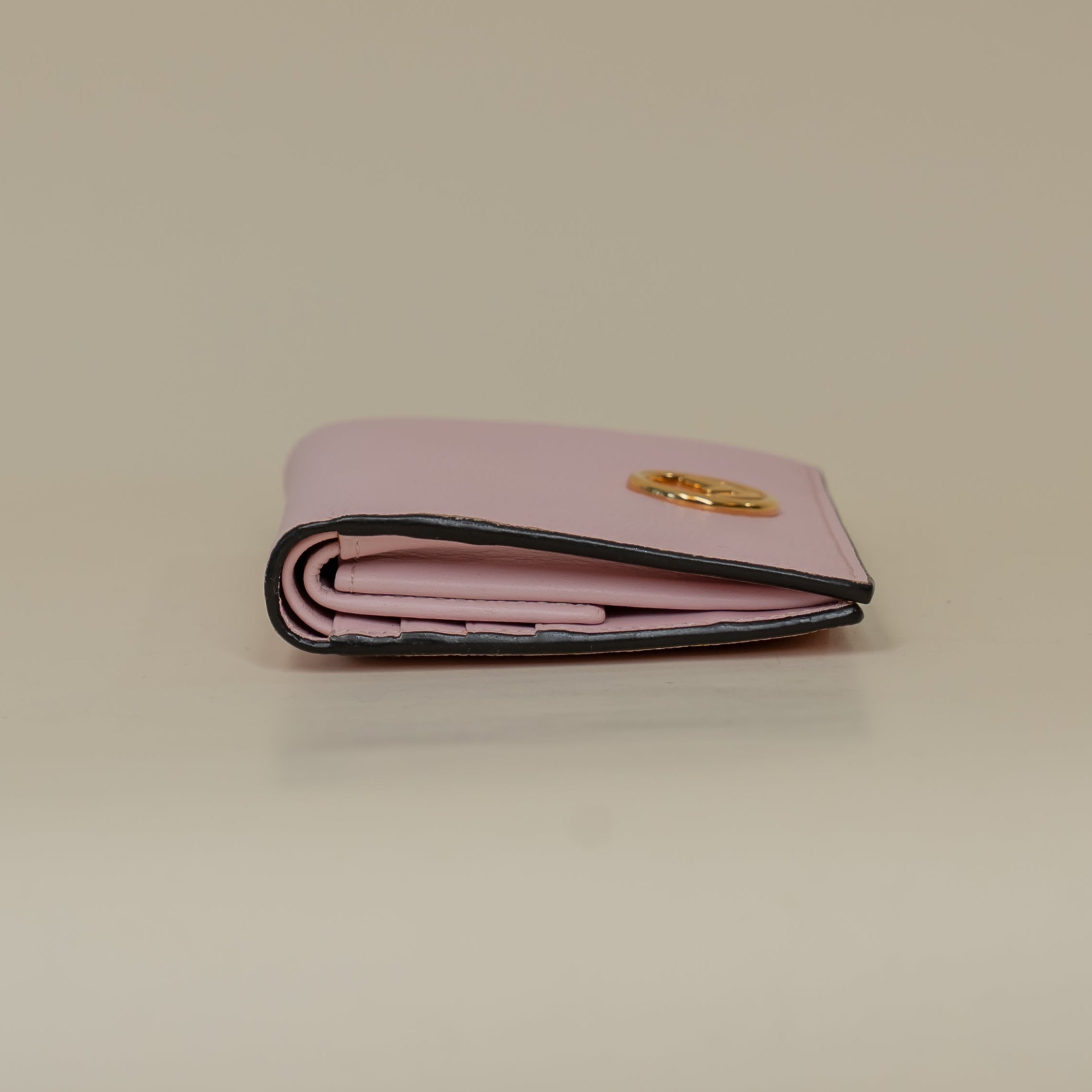 PRE-OWNED Soft Leather Bifold Short Wallet Pink
