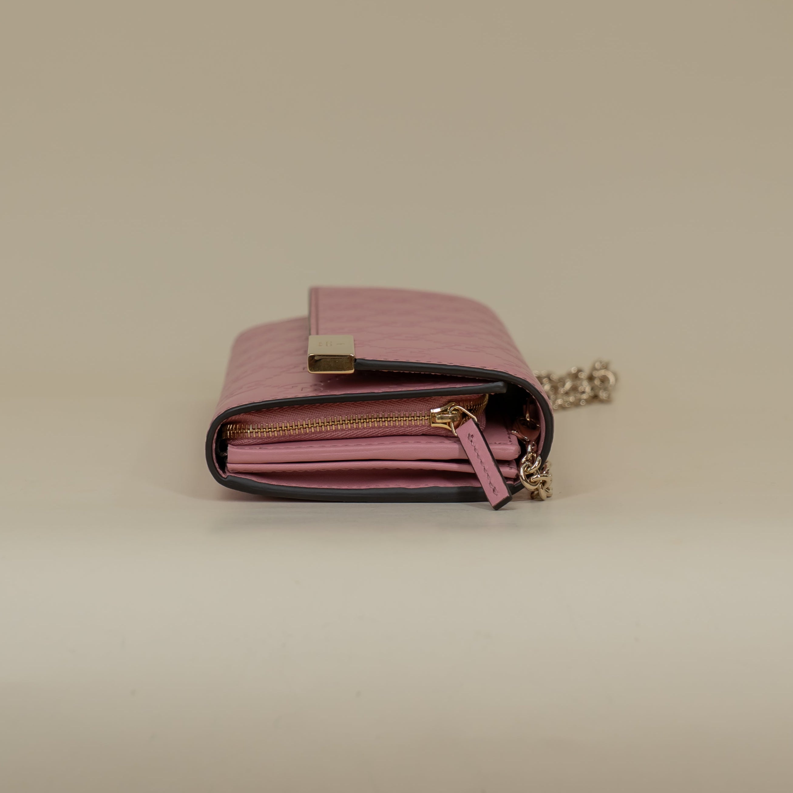 PRE-OWNED Guccissima Signature Dice Chain Wallet Carmine Rose