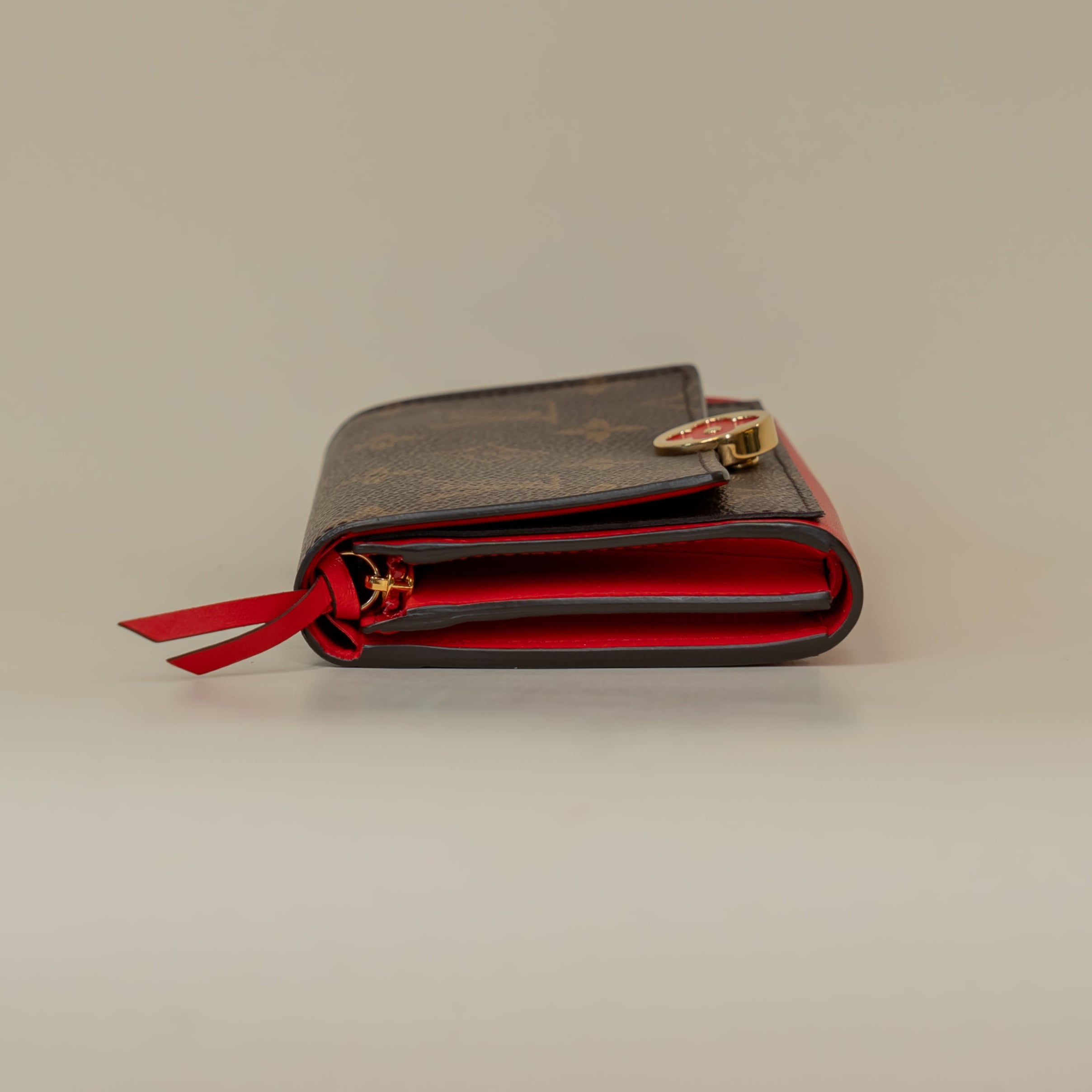 PRE-OWNED Monogram Flore Compact Wallet Coquelicot