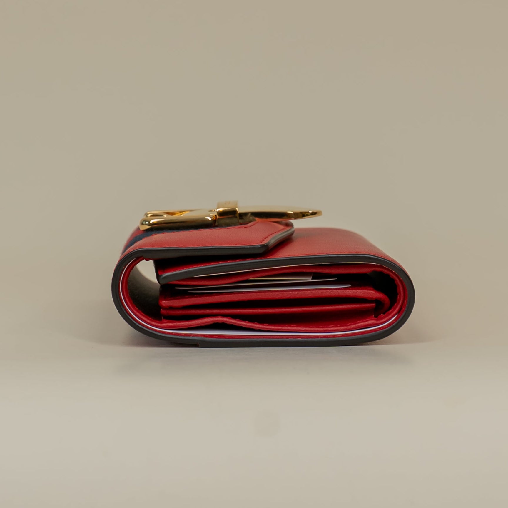 PRE-OWNED Calfskin Sylvie Wallet Hibiscus Red