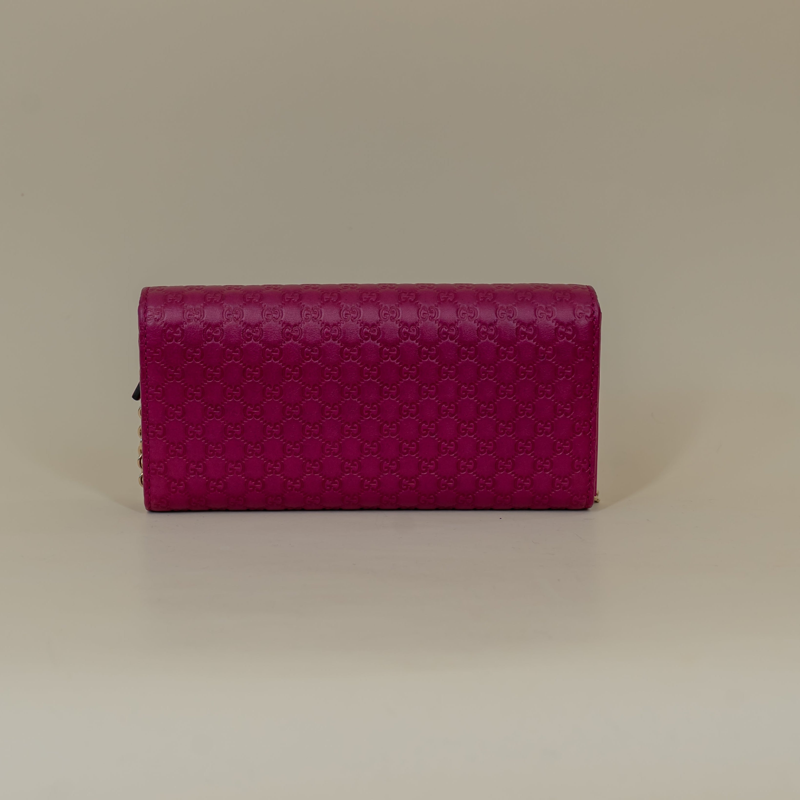 PRE-OWNED GG Bouganville Soft Microguccissima Dice Chain Wallet