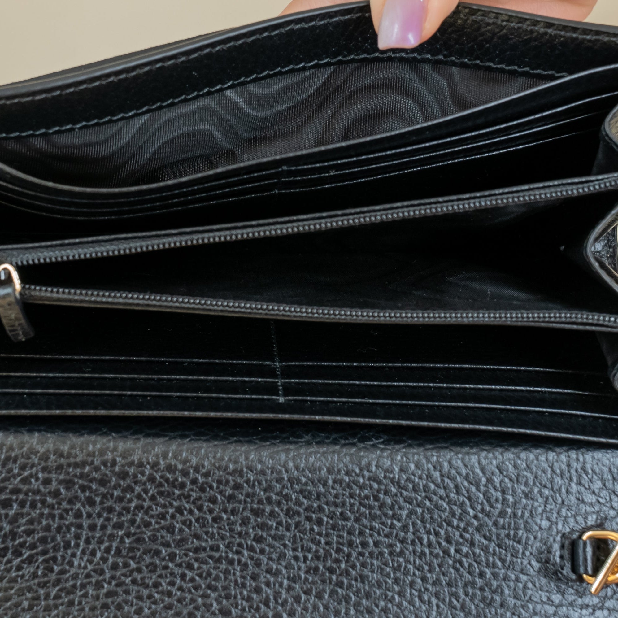 PRE-OWNED GG Dollar Calfskin Supreme Monogram Petite Marmont Wallet on a Chain