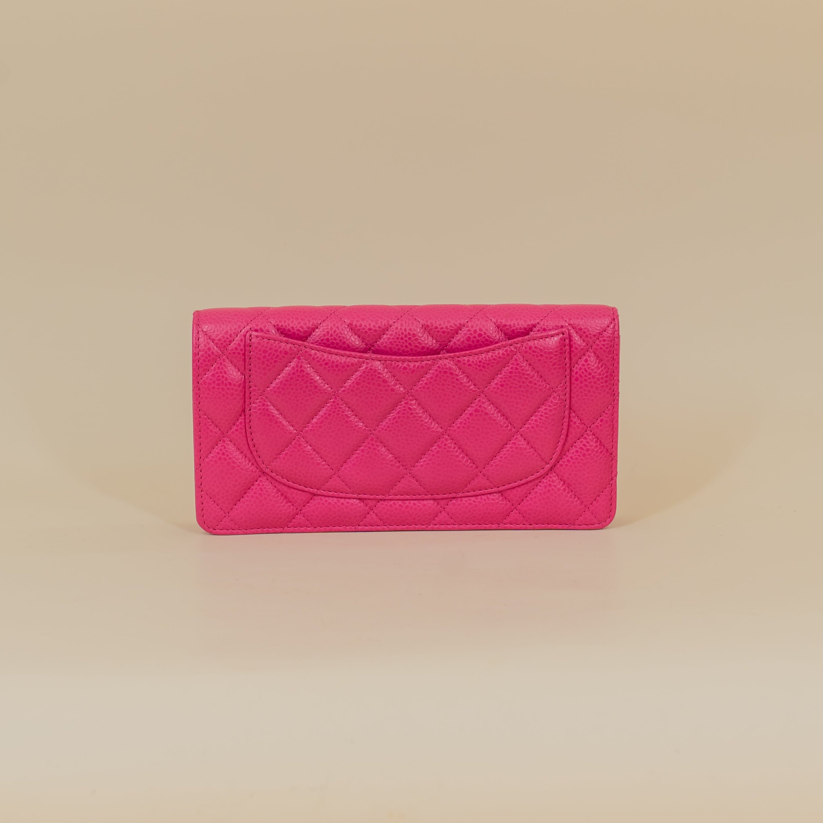 PRE-OWNED Quilted Caviar Leather Long Wallet