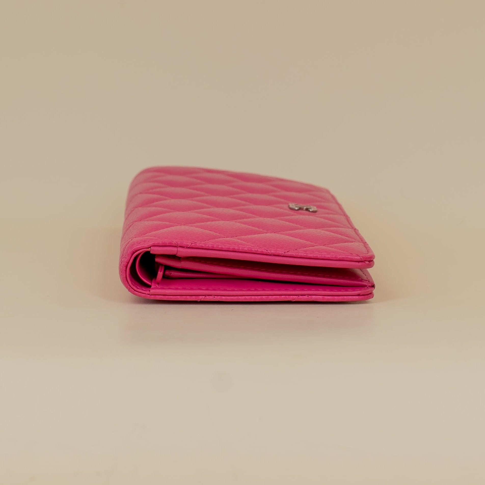 PRE-OWNED Quilted Caviar Leather Long Wallet