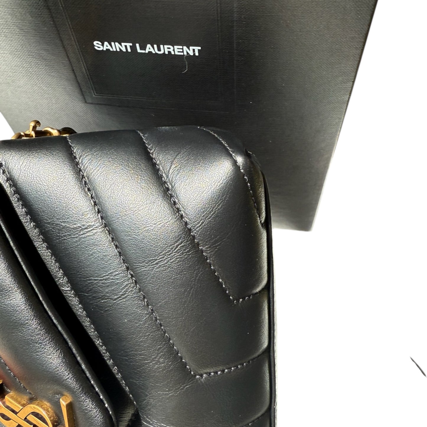 PRE-OWNED Black Calfskin Y Quilted Monogram Toy Loulou