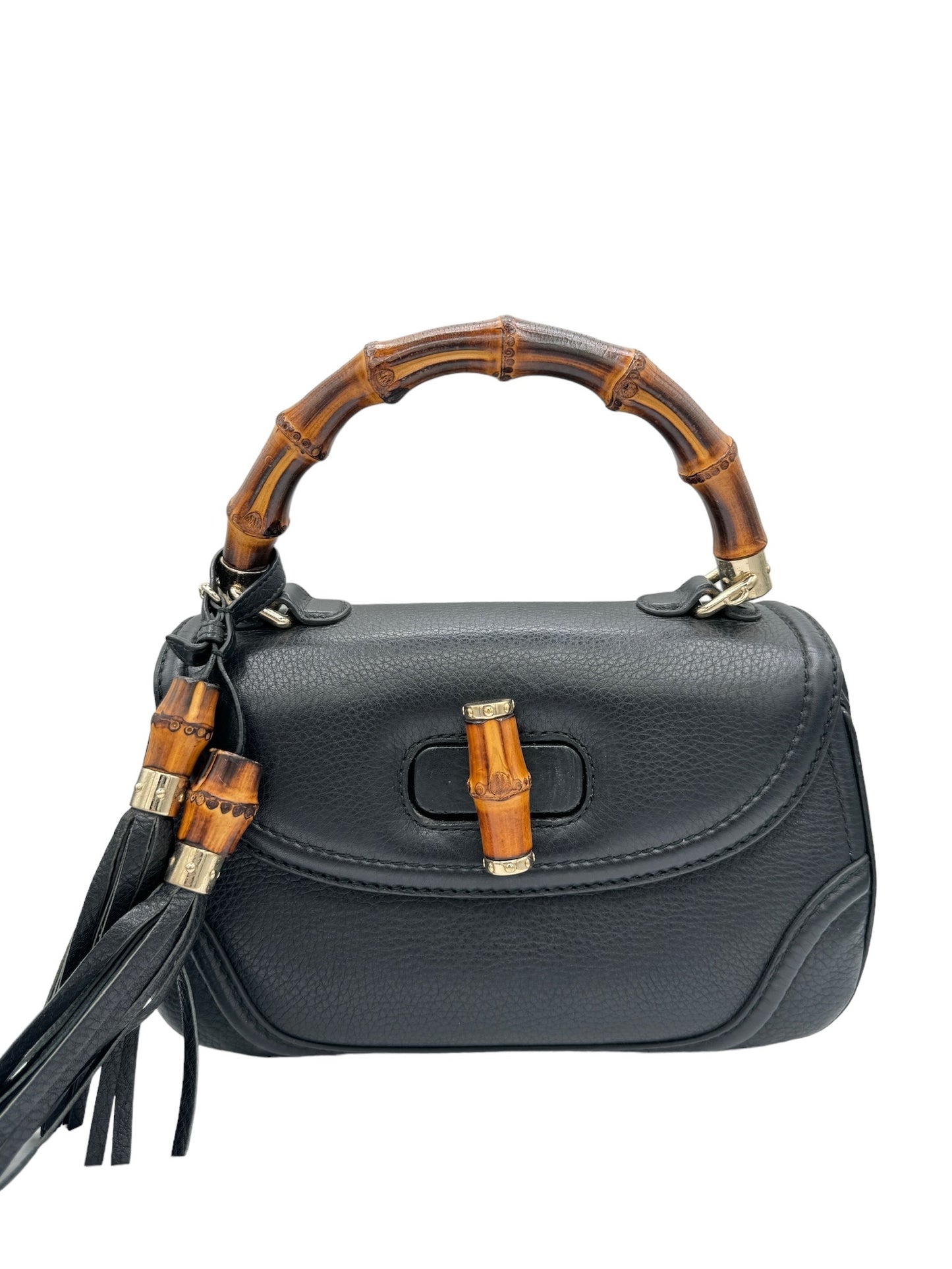 GUCCI - New Bamboo Handbag Black Leather