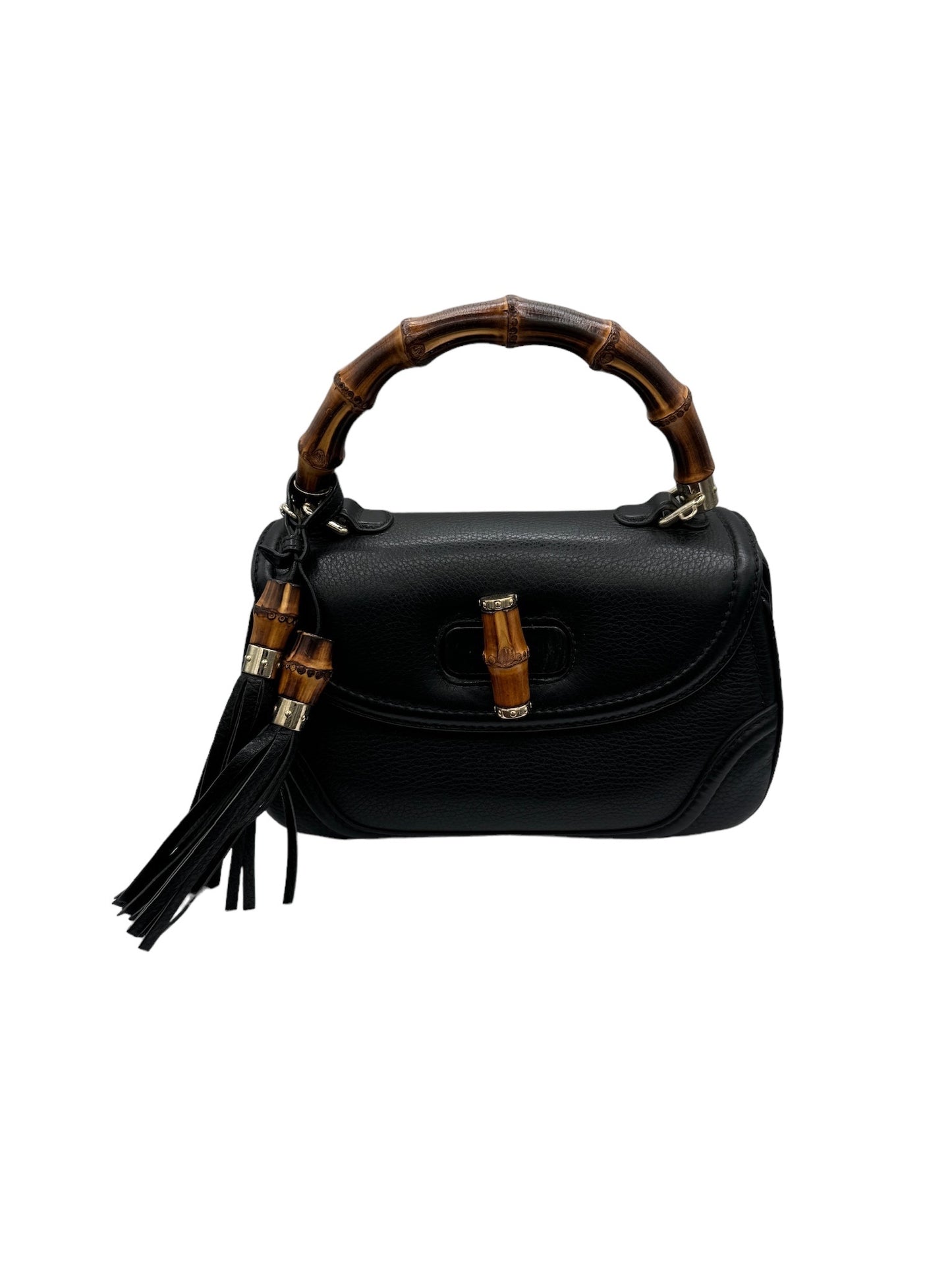 GUCCI - New Bamboo Handbag Black Leather
