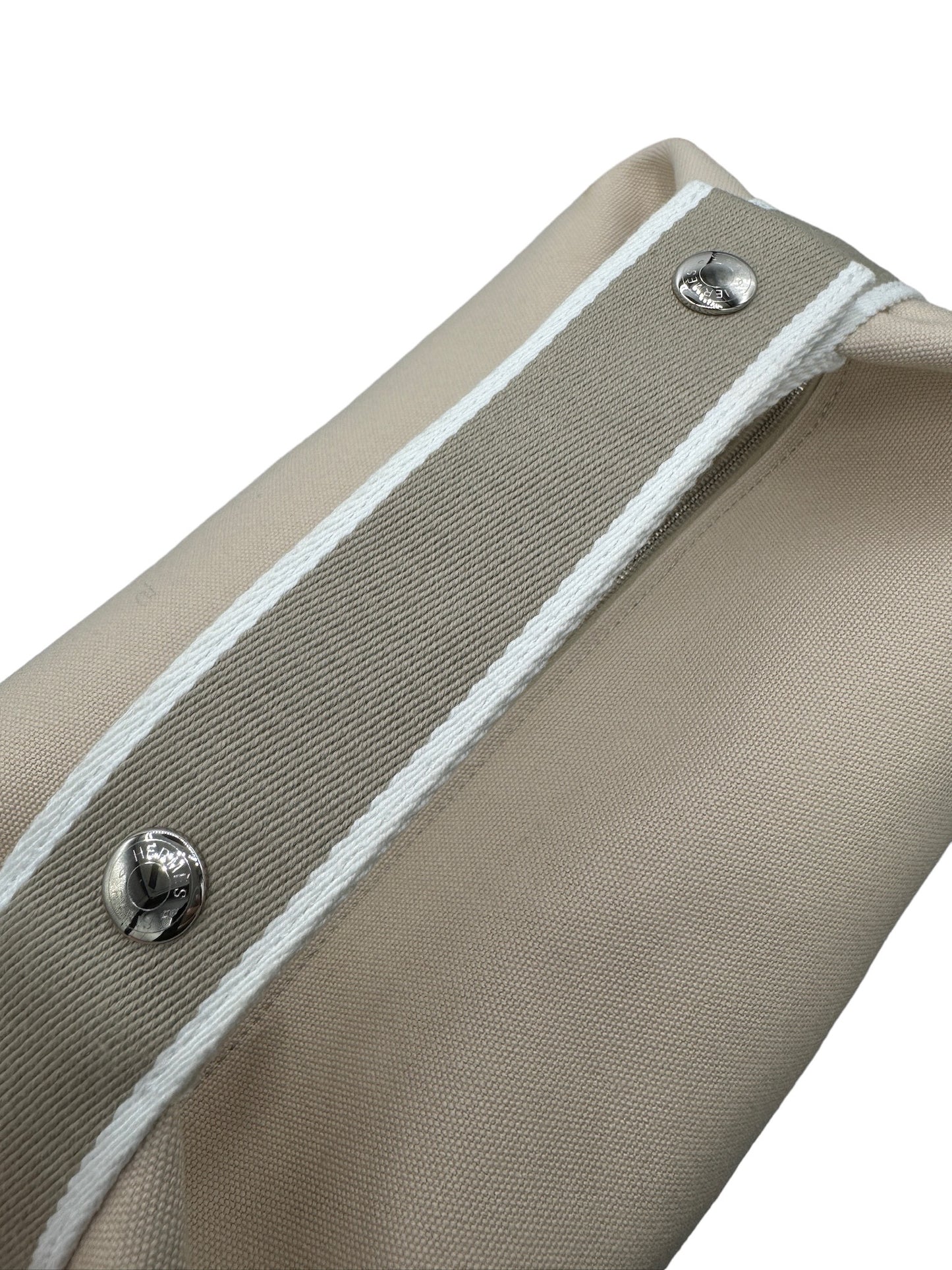 HERMES - Bride a Brac GM Handbag Beige Gray Beige White Canvas