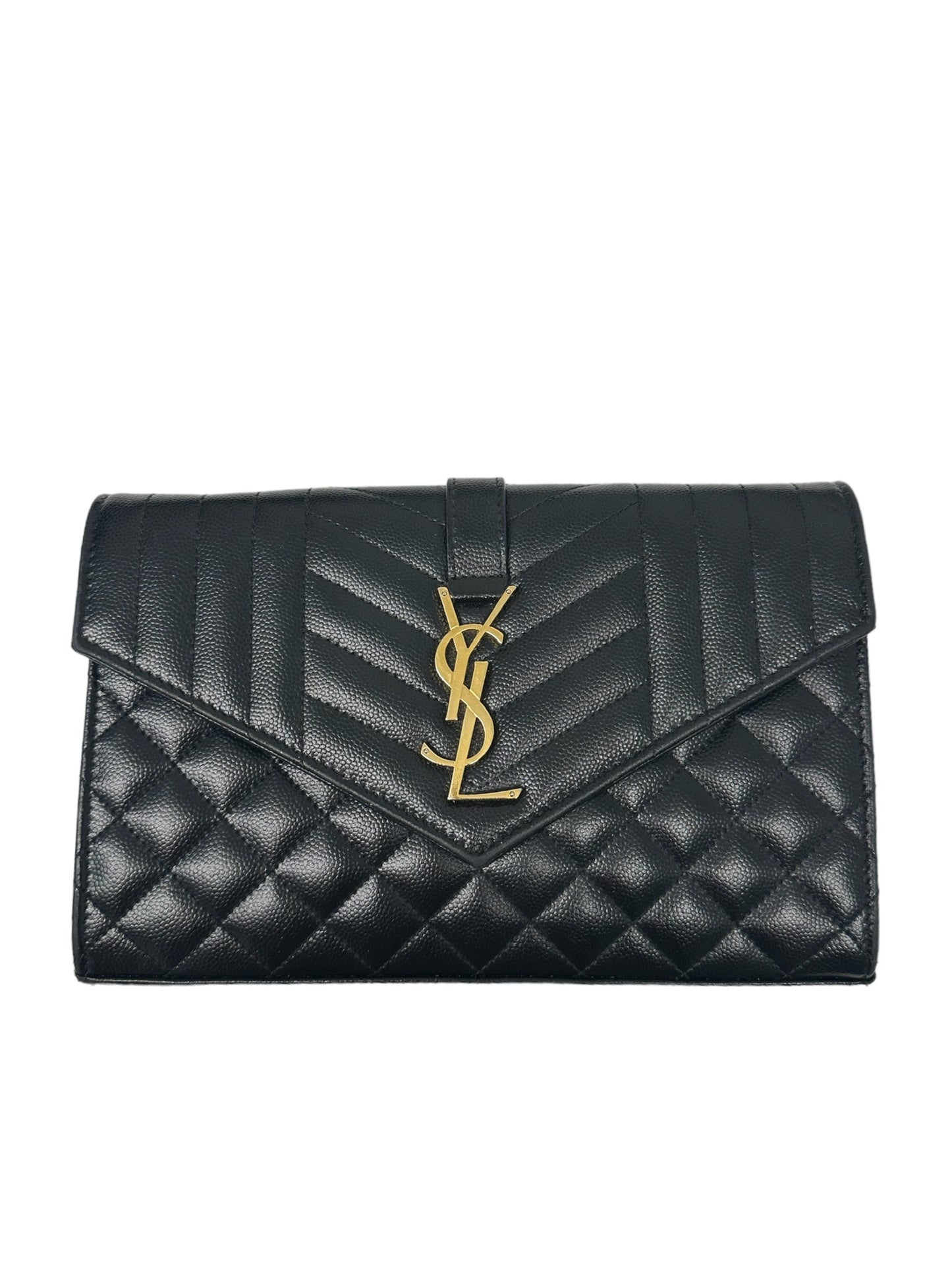 SAINT LAURENT - Quilted Envelope Chain Wallet