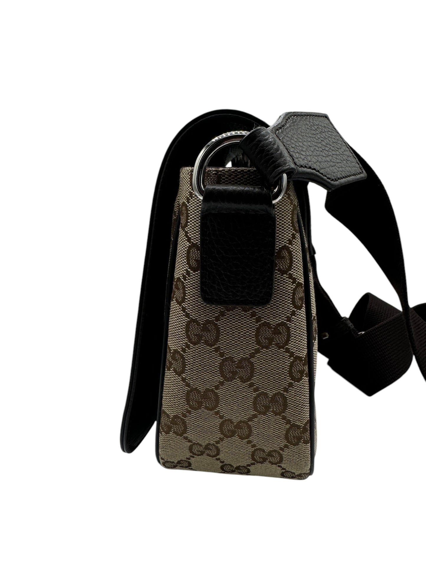 Bolso bandolera tipo mensajero de lona marrón GG USADO