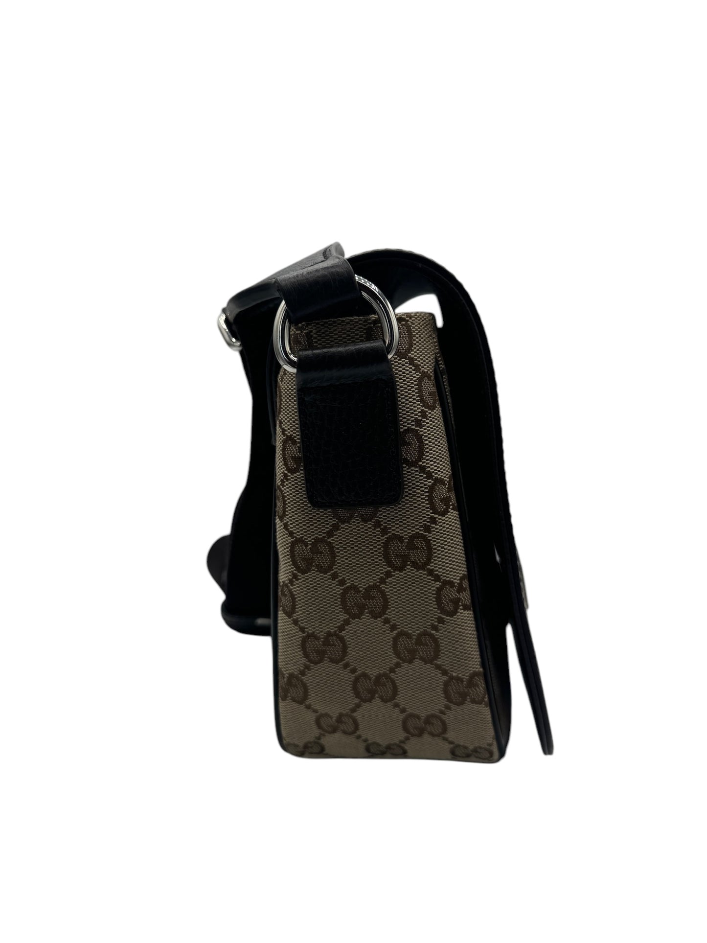 Bolso bandolera tipo mensajero de lona marrón GG USADO