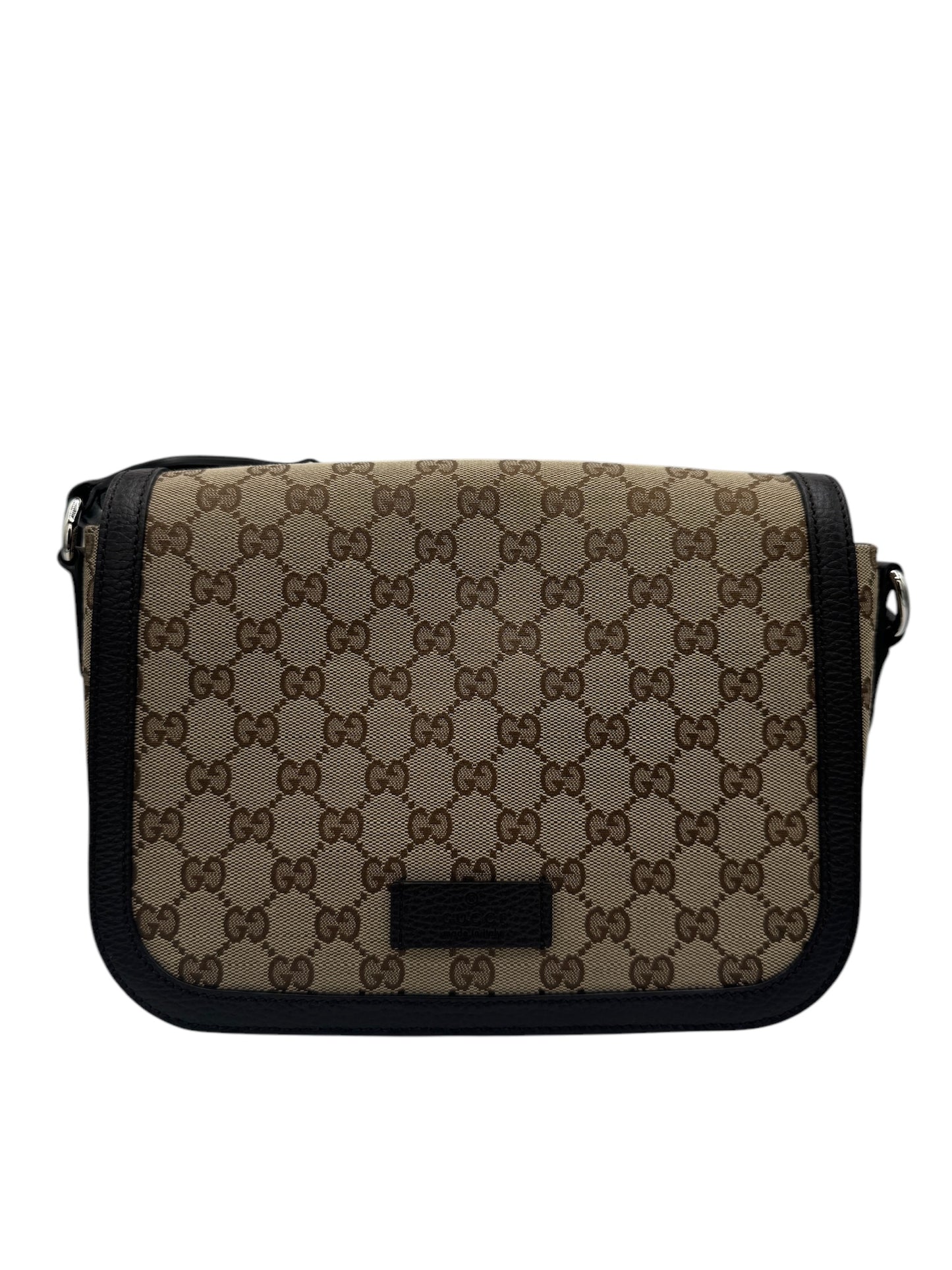 Bolso bandolera tipo mensajero de lona marrón GG USADO