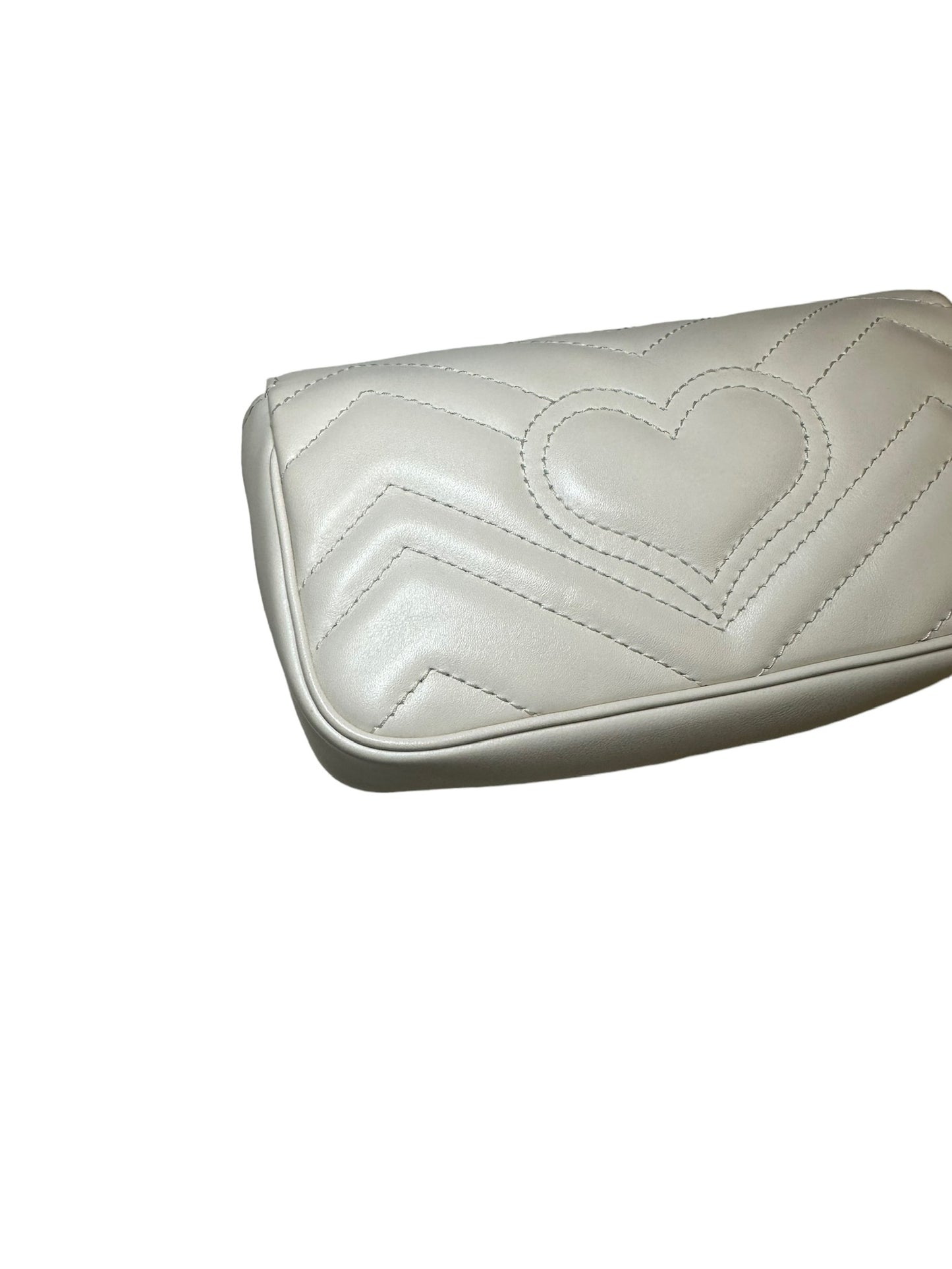 GUCCI - White Matelasse Leather Super Mini Marmont