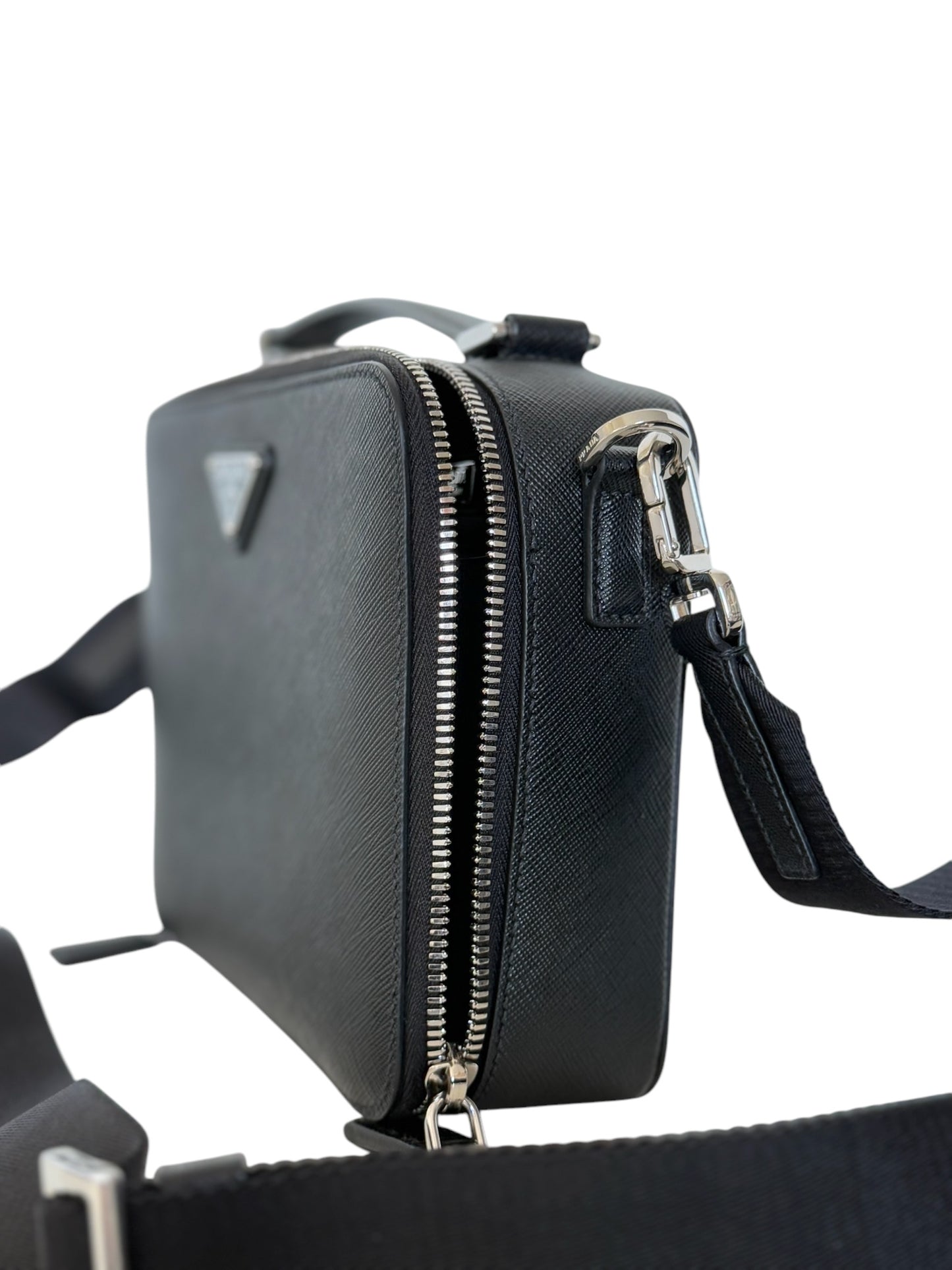 PRE-OWNED Brique Black Saffiano Leather