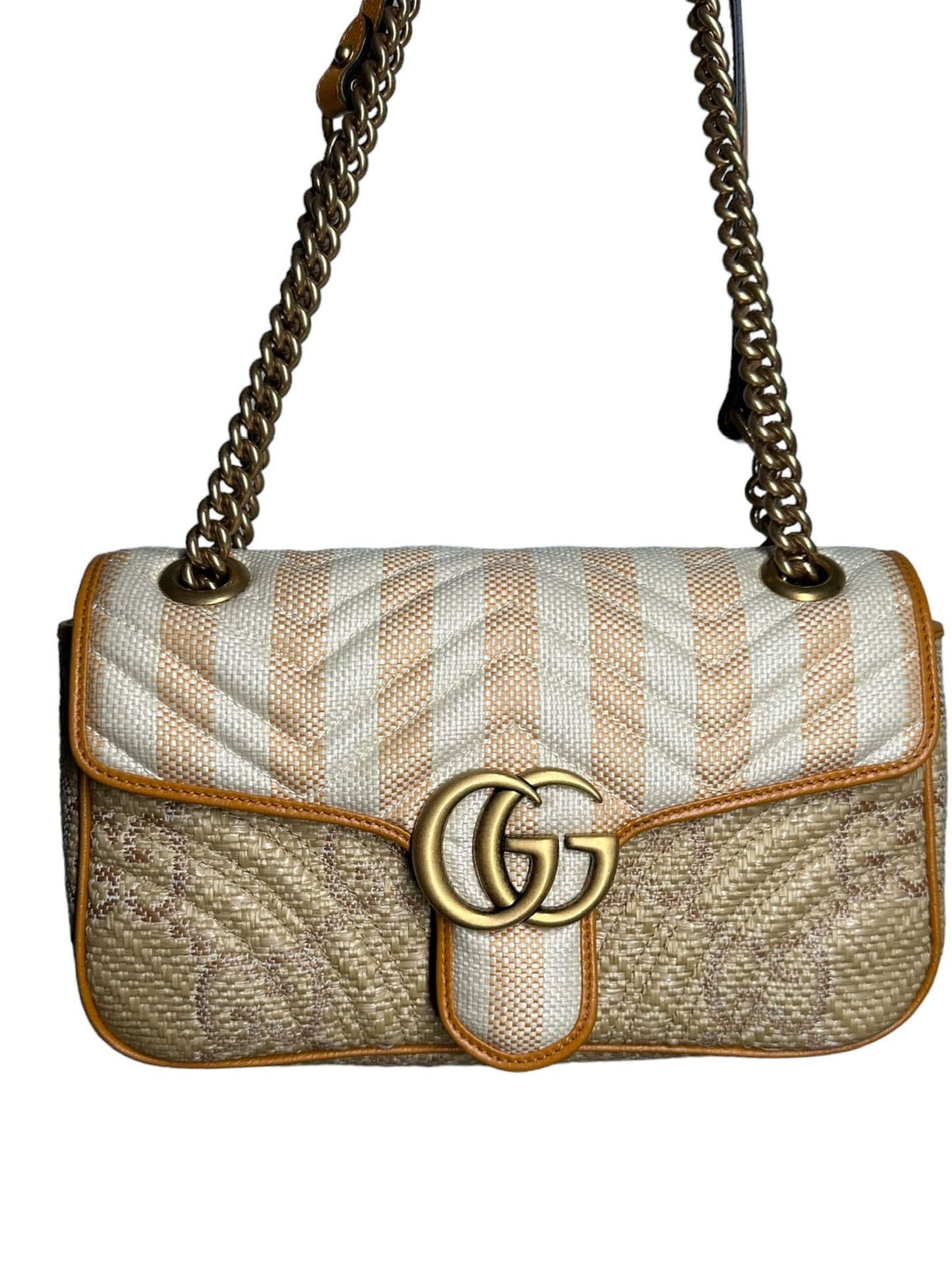 GUCCI - GG Marmont Raffia Shoulder Bag