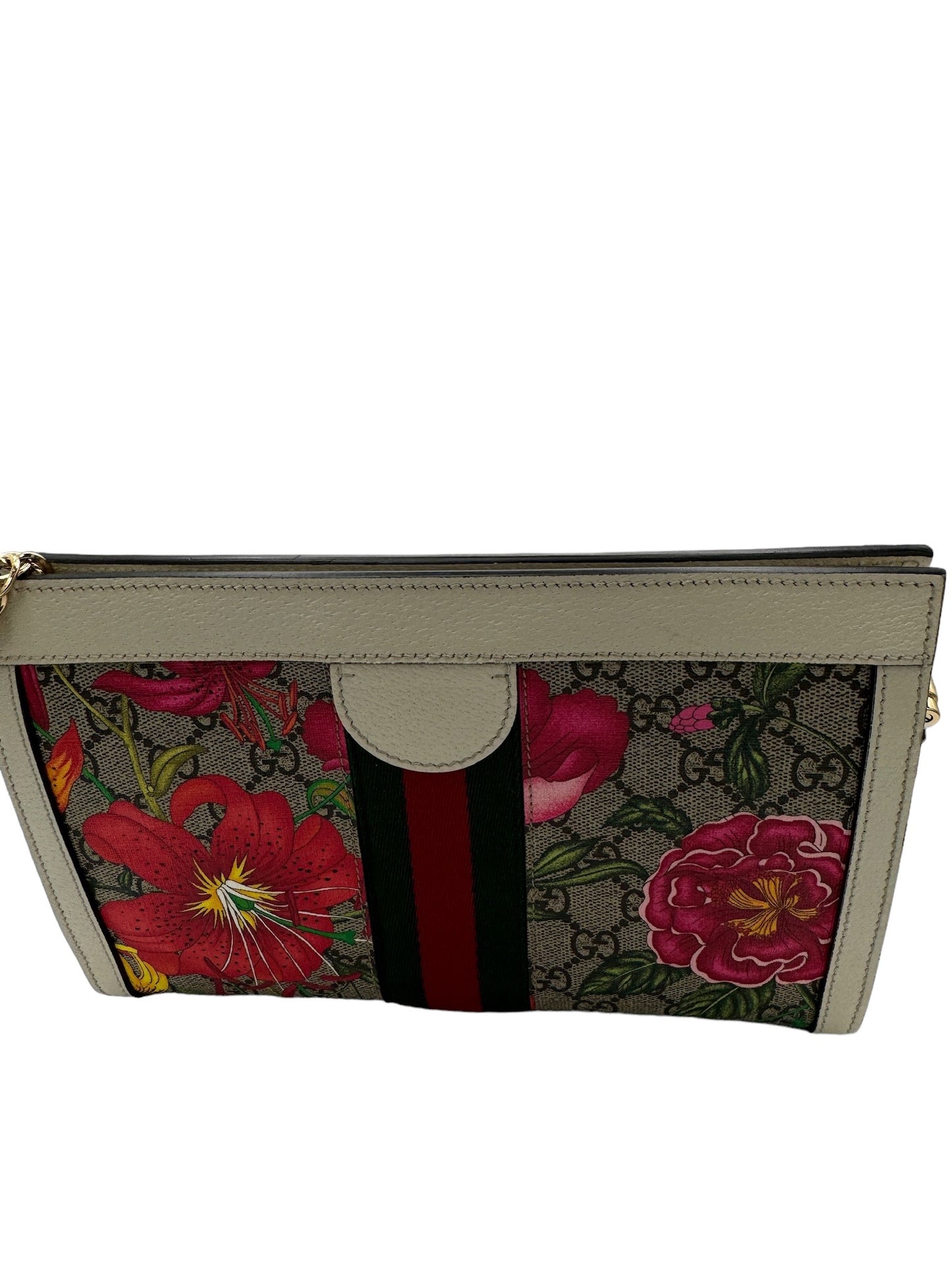 GUCCI - Ophidia Chain Shoulder Bag Flora GG Coated Canvas
