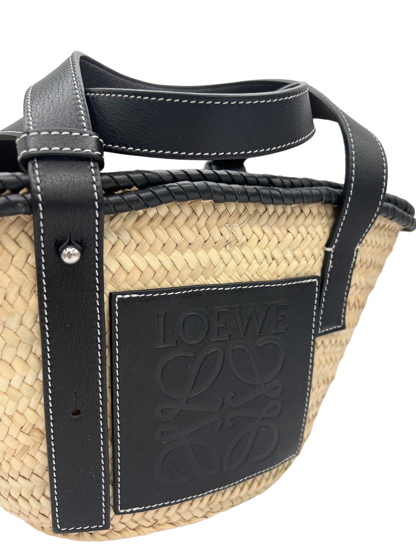 LOEWE - Straw Leather Basket Tote Bag