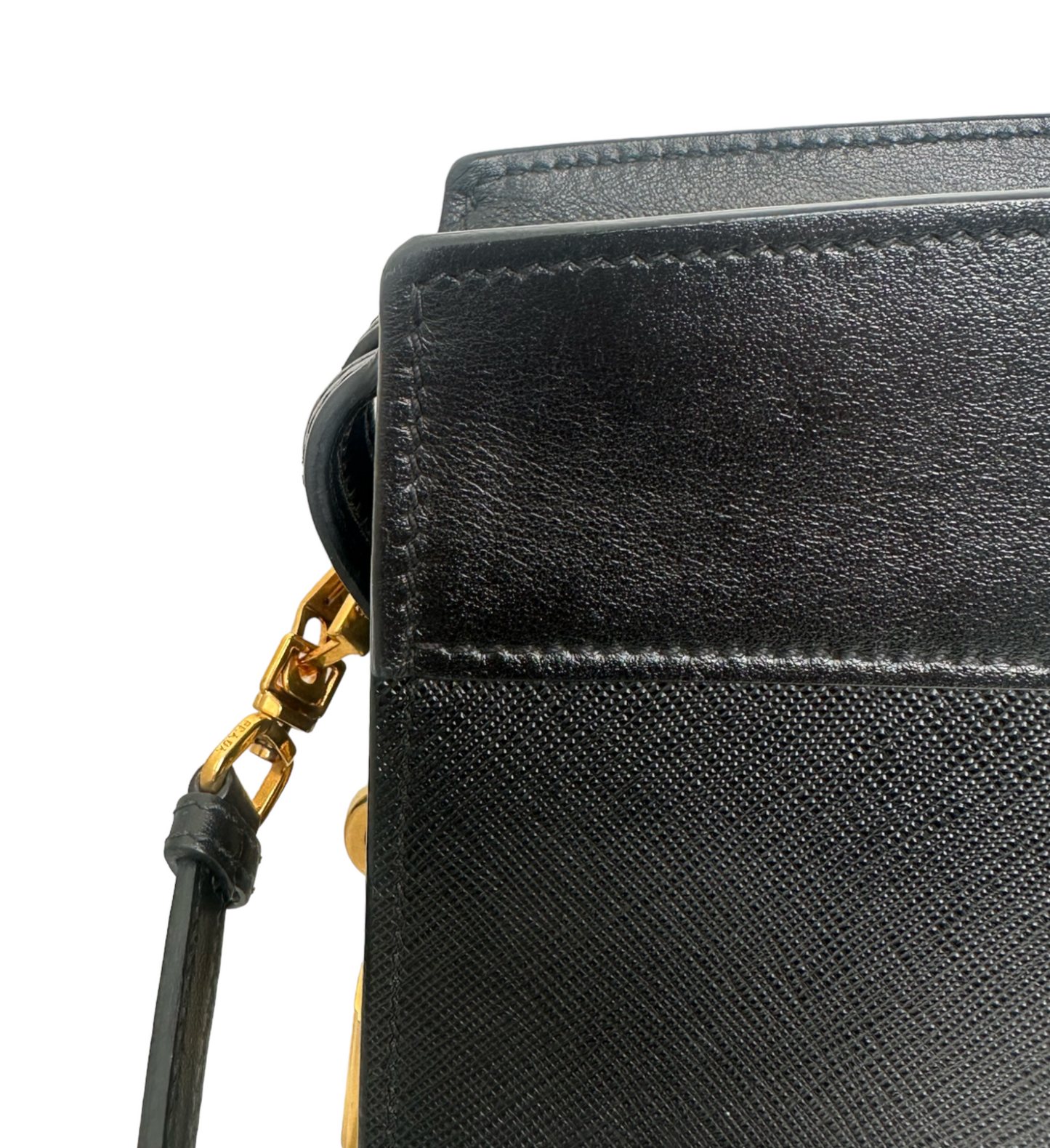 PRADA - Black Saffiano Esplanade Crossbody Bag