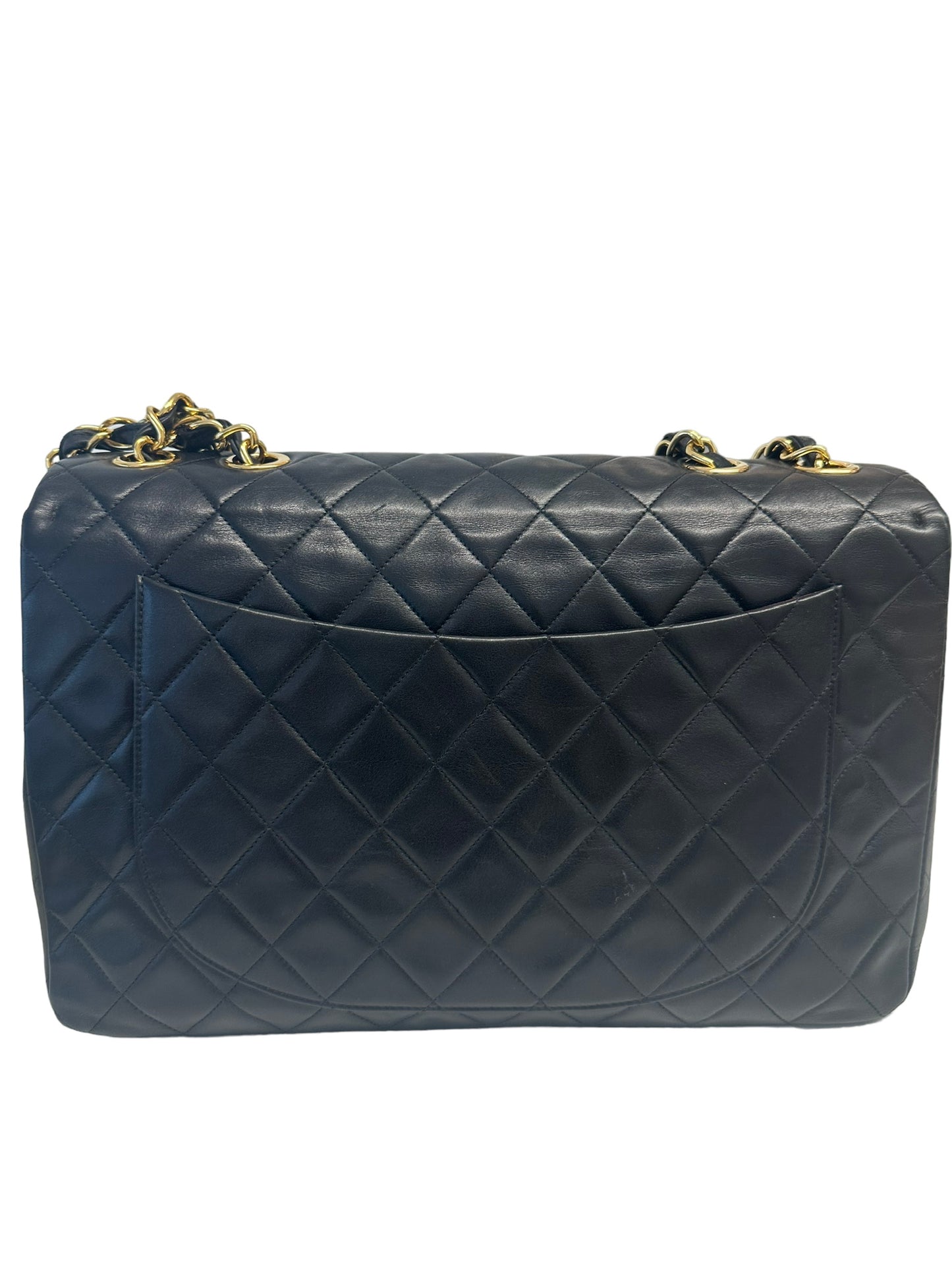 CHANEL - Vintage Black Lambskin 24k Jumbo XL Flap Bag