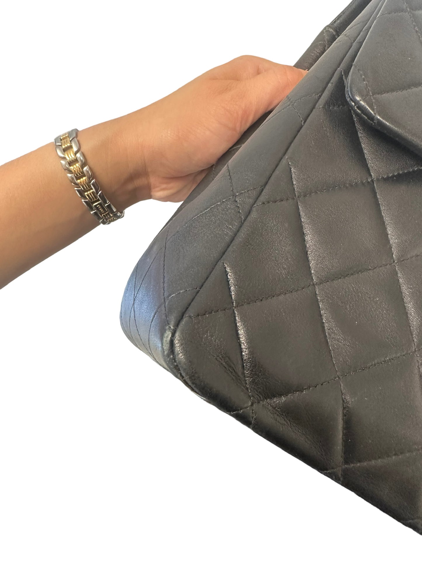CHANEL - Vintage Black Lambskin 24k Jumbo XL Flap Bag