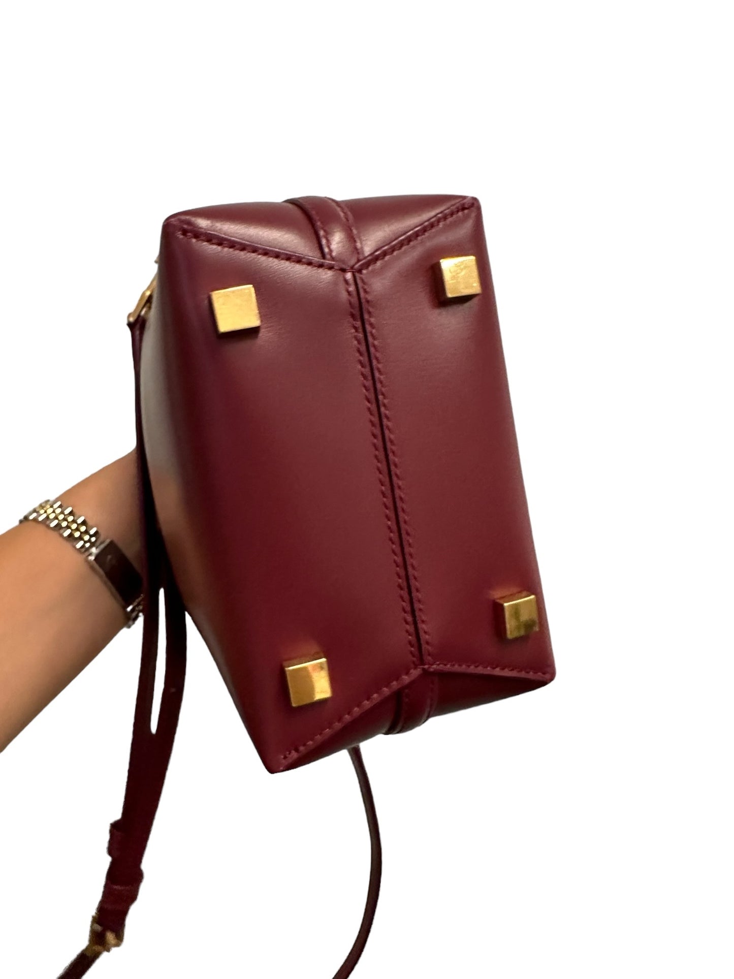 SAINT LAURENT - Burgundy Smooth Leather Mini Le 37 Bucket Bag