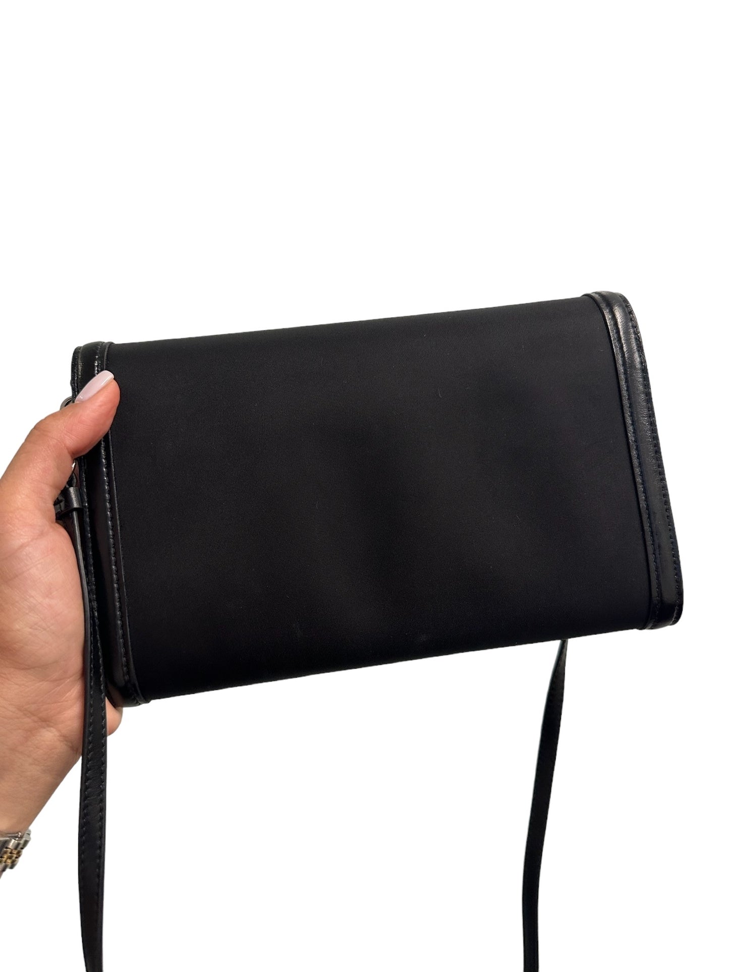 PRADA - Black Tessuto Nylon Vitello Wallet on Strap
