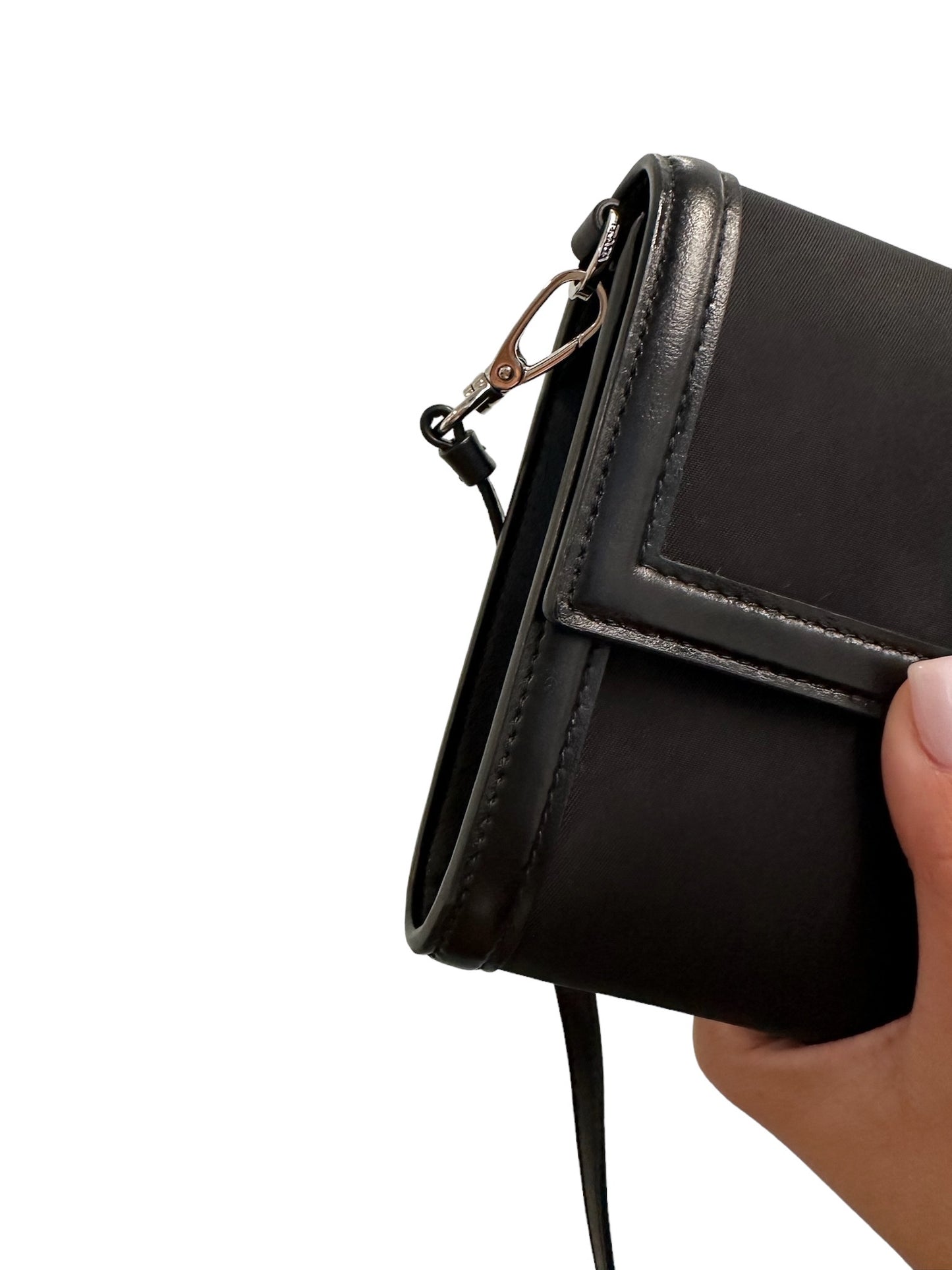 PRADA - Black Tessuto Nylon Vitello Wallet on Strap