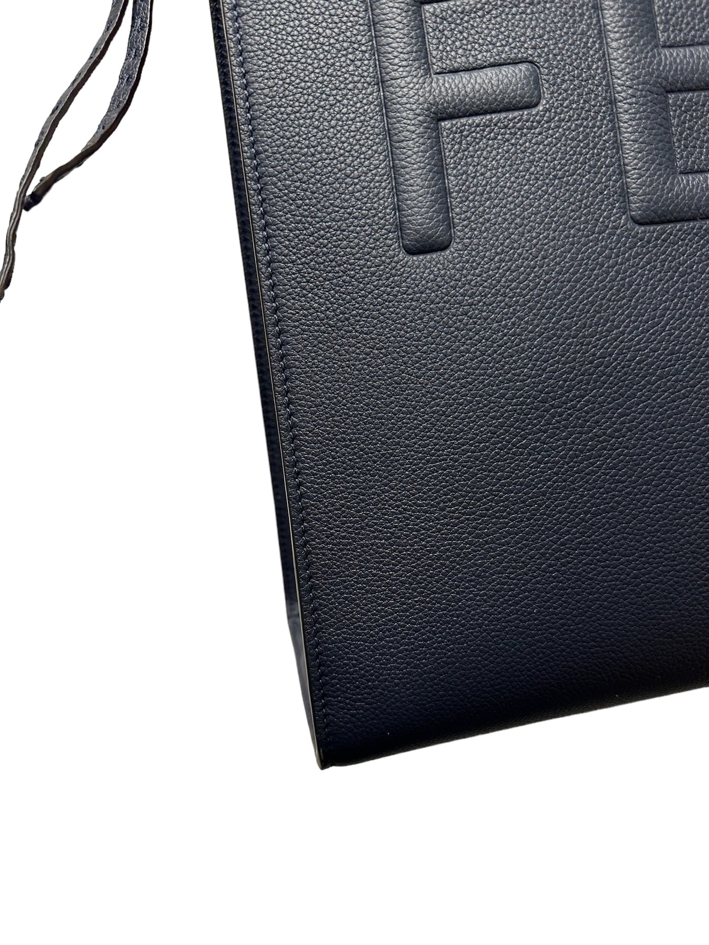 FENDI - Roma Dark Blue Grained Leather Medium Go To Shopper