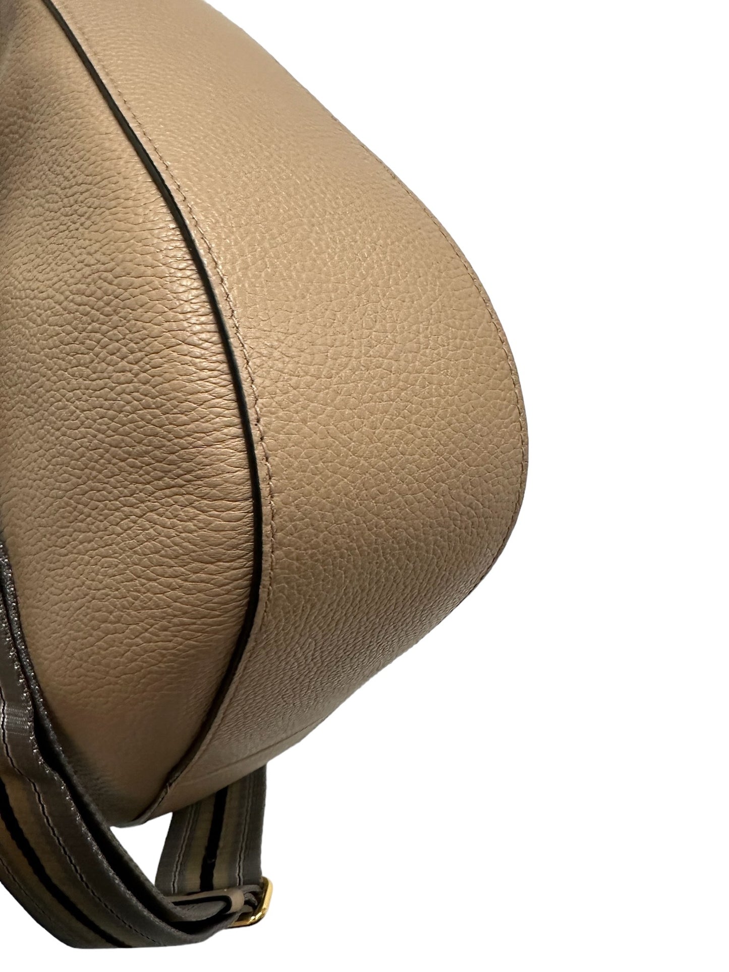 PRADA - Beige Vitello Danio Soft Zip Messenger Hobo