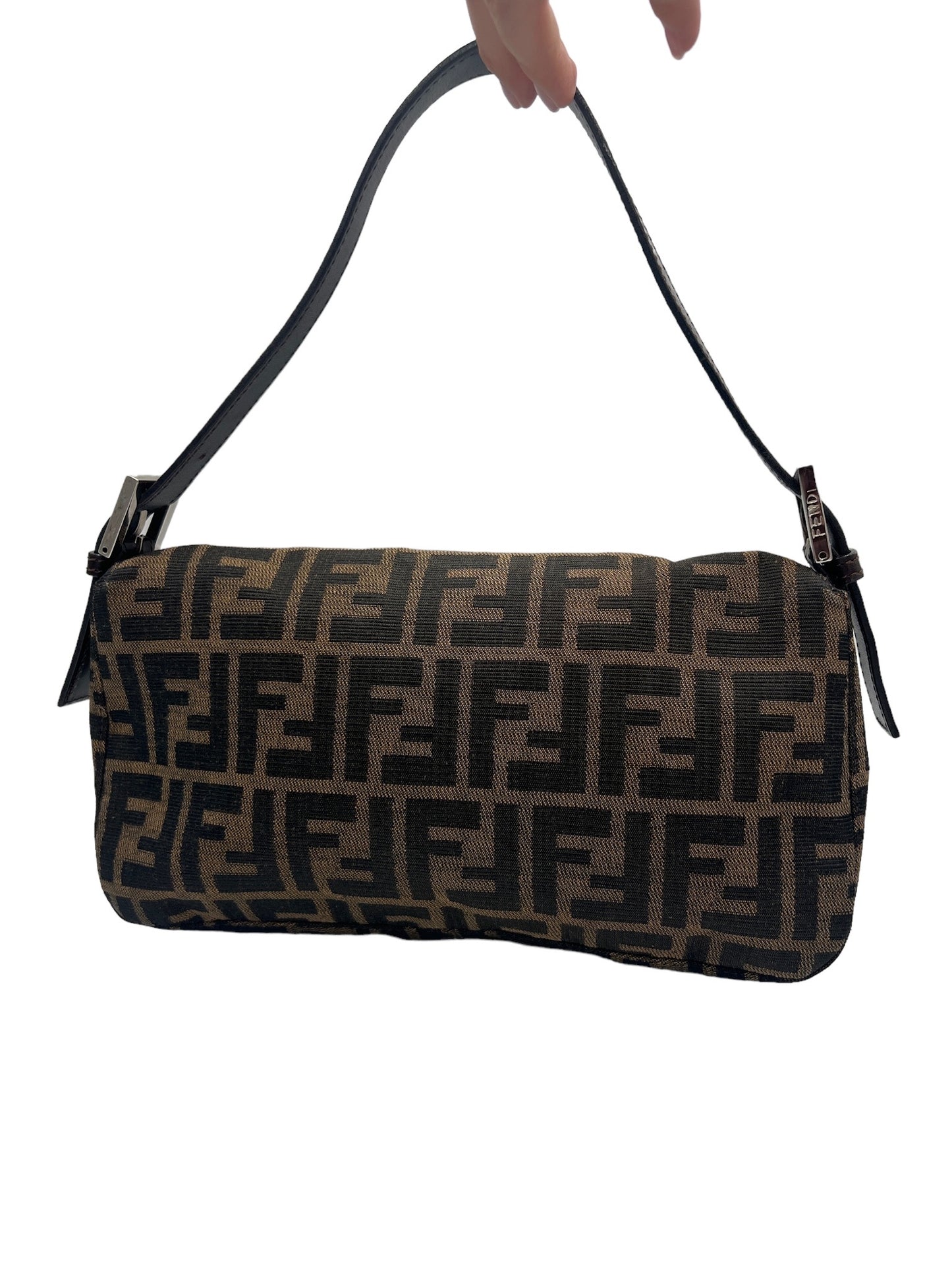 FENDI - Brown Jacquard Baguette Handbag