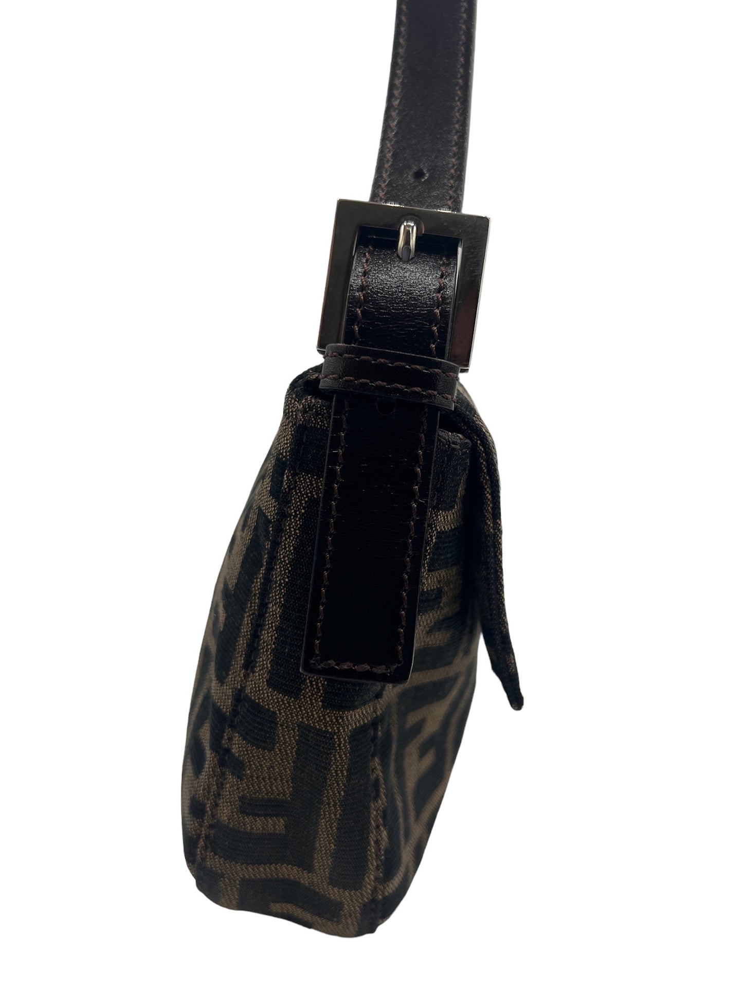 FENDI - Brown Jacquard Baguette Handbag