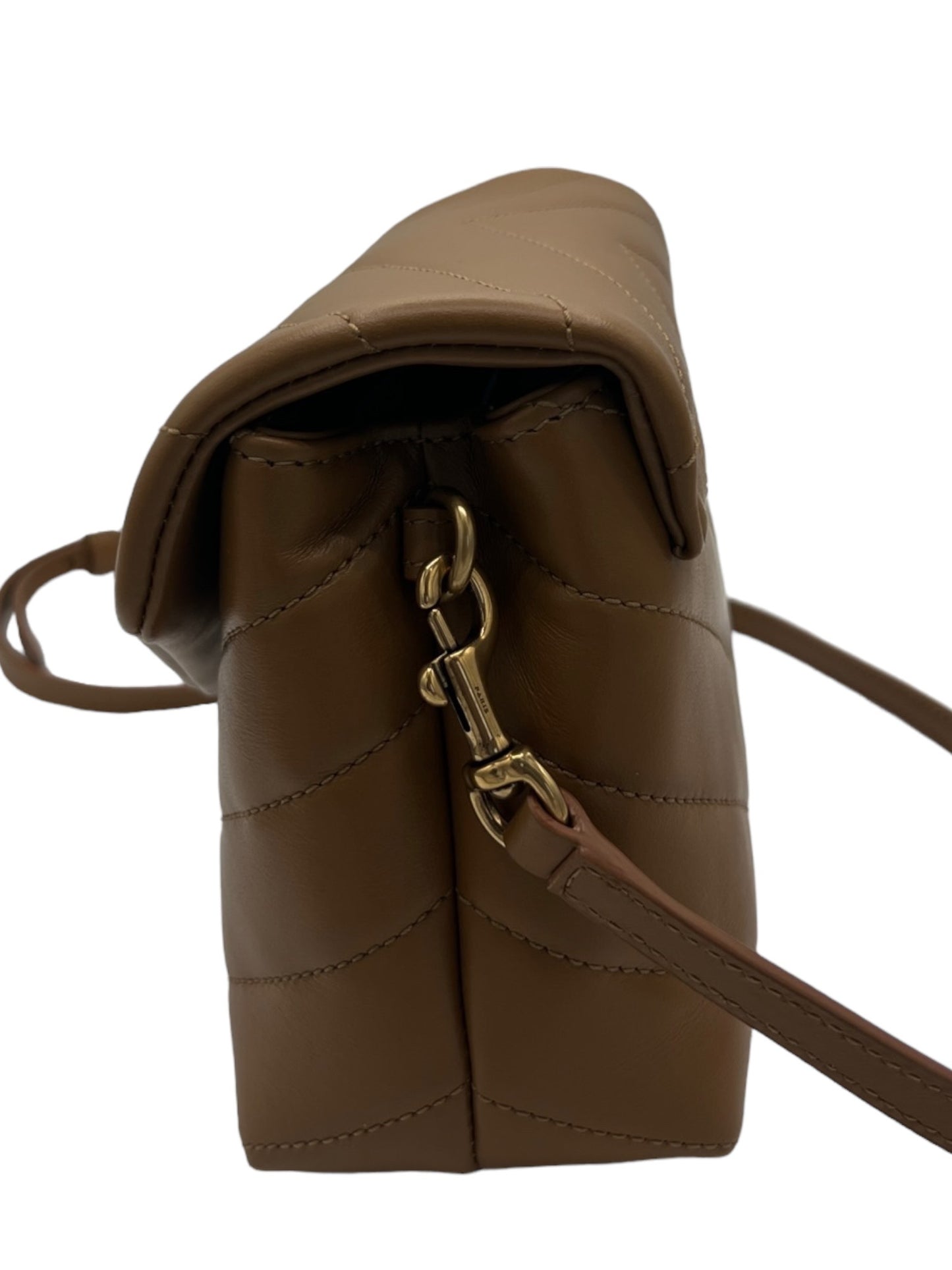 SAINT LAURENT - Bolso de mano Toy Loulou con monograma acolchado en piel de becerro marrón