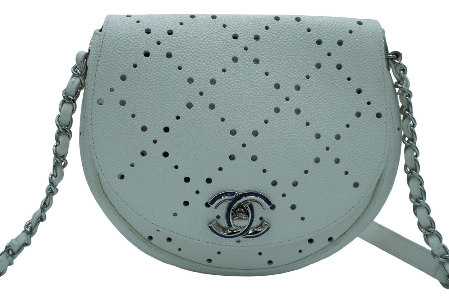 CHANEL - White CC Perforated Shoulder Bag