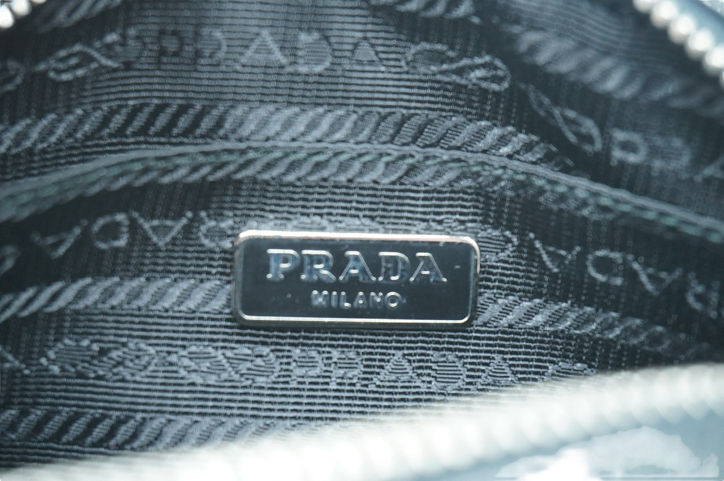 PRADA - Black Silver Clear Saffiano Leather Shoulder Bag