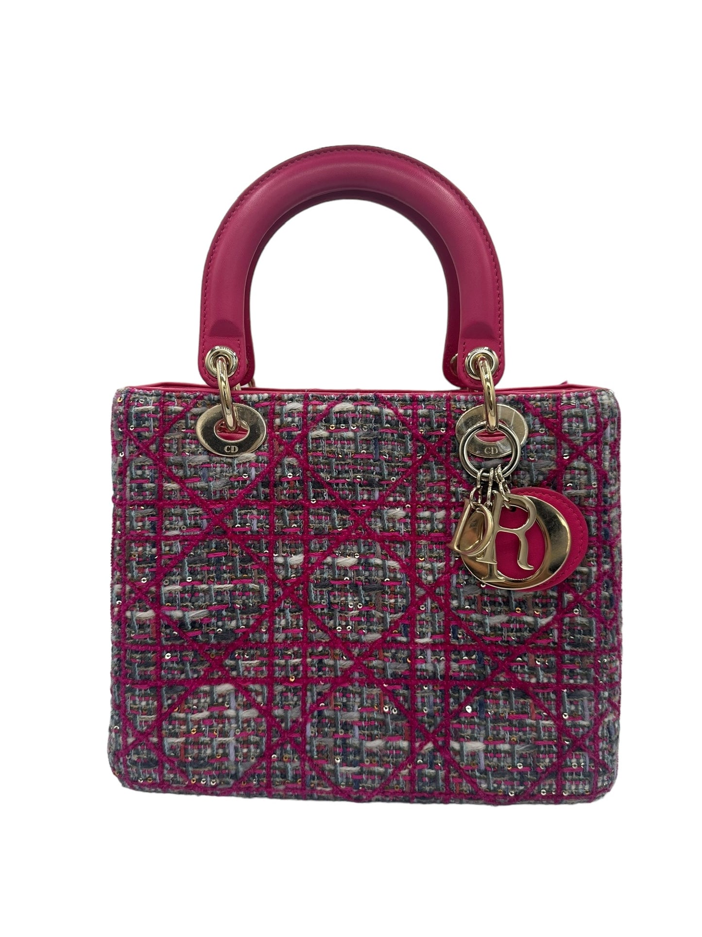 DIOR - Pink Tweed Medium Lady Dior