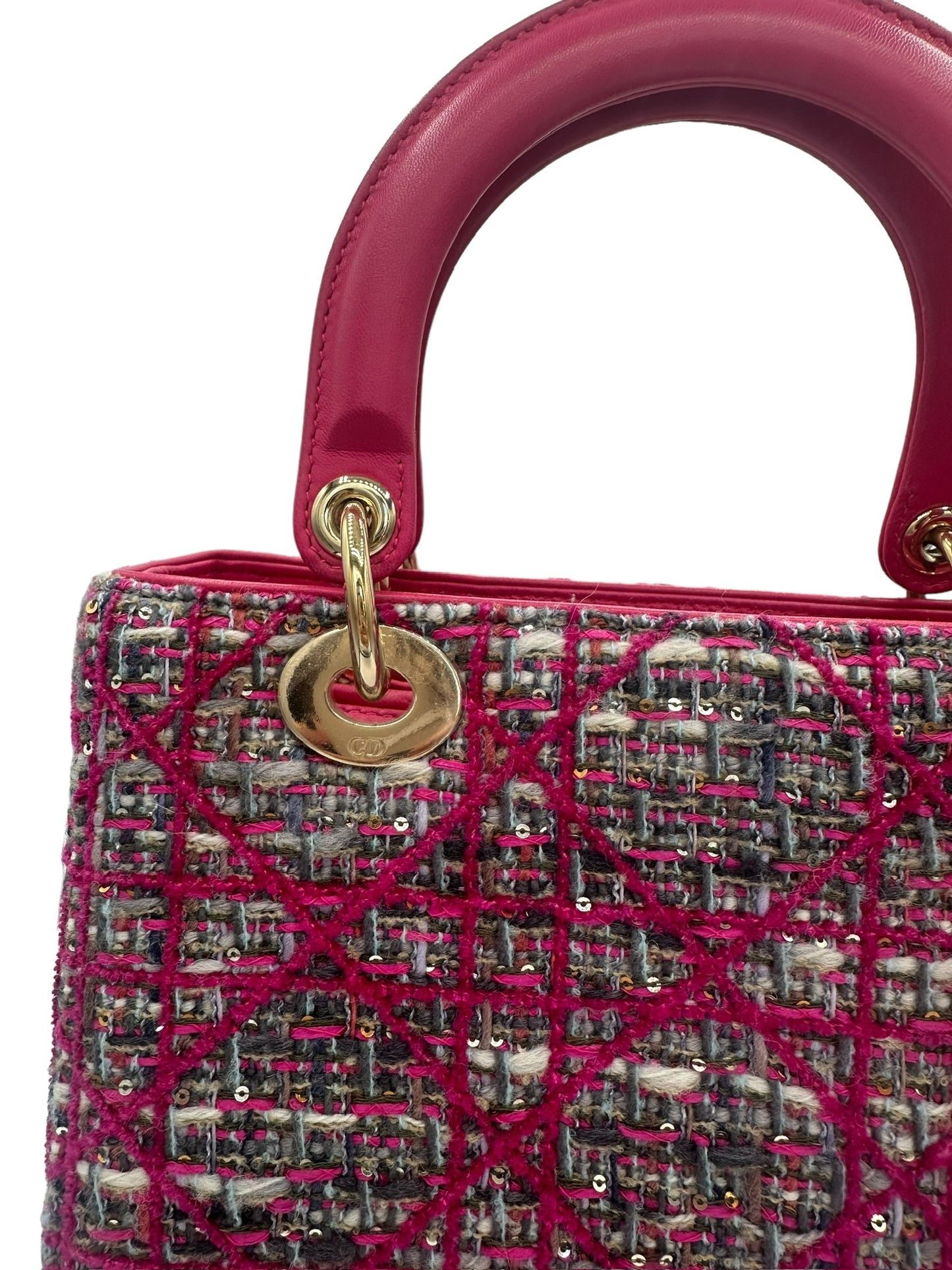 DIOR - Pink Tweed Medium Lady Dior