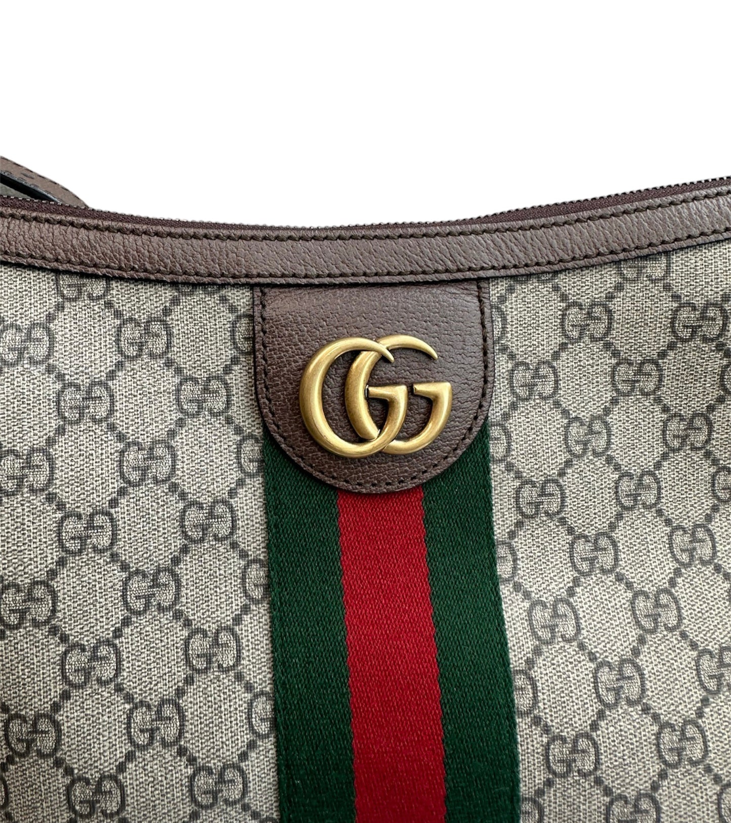 GUCCI - GG Supreme Web Small Ophidia Half Moon Hobo