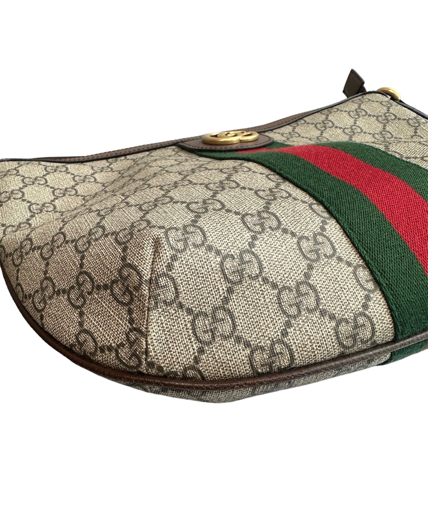 GUCCI - GG Supreme Web Small Ophidia Half Moon Hobo